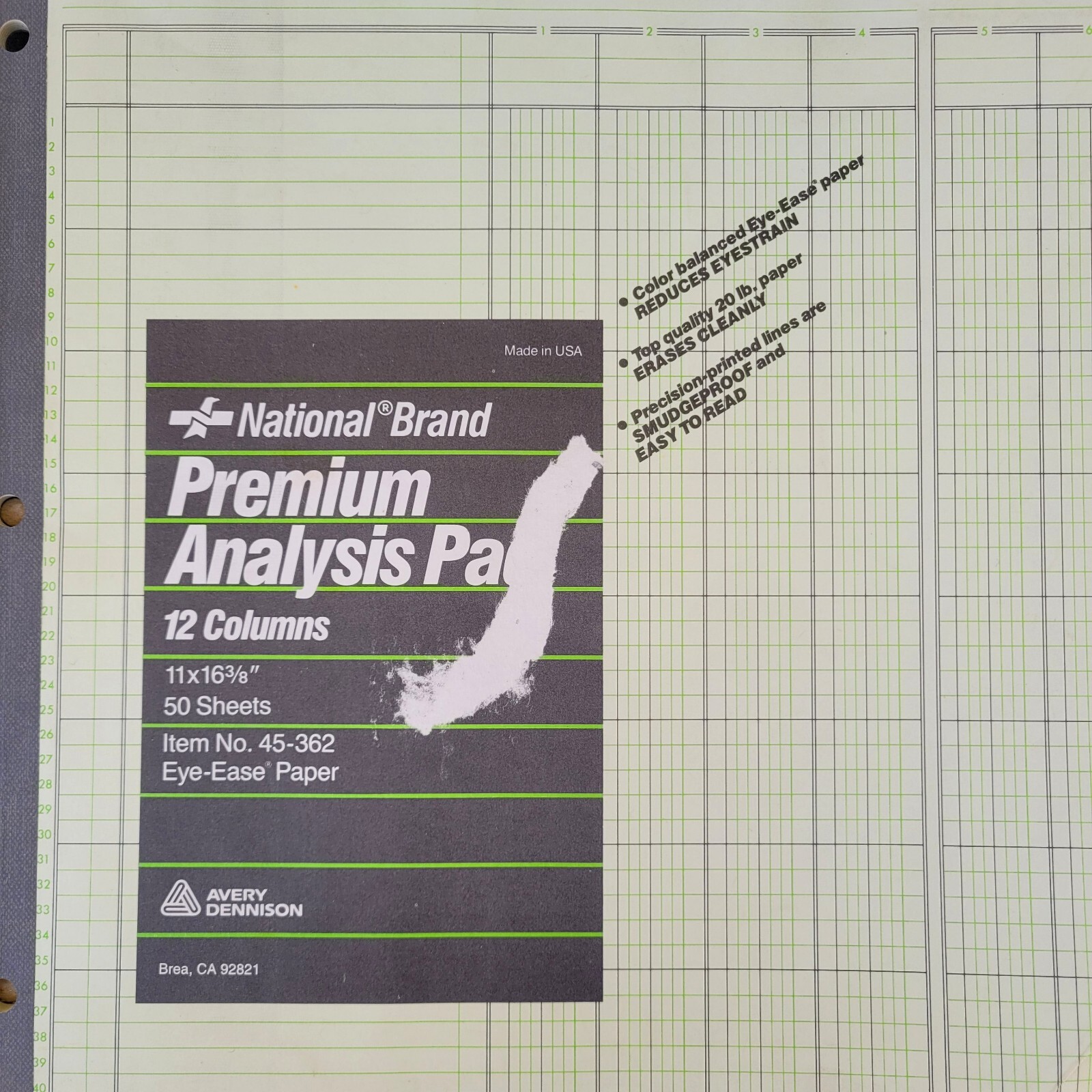 National Brand 2 Premium Analysis Pads 12 Columns 45-362 11X16 50 Sheet READ Vtg
