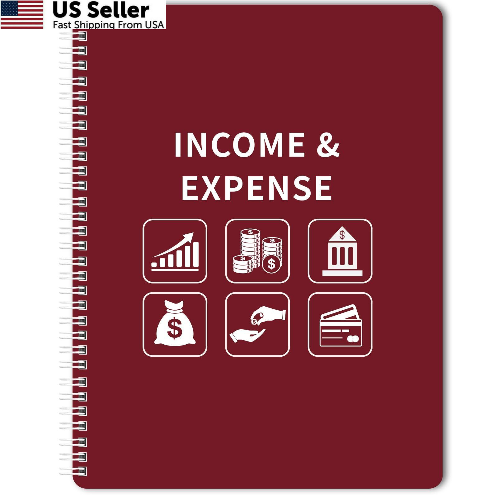 Income Expense Log Book Business Ledger Accounting Tracker 8.5×10.5 Red USA