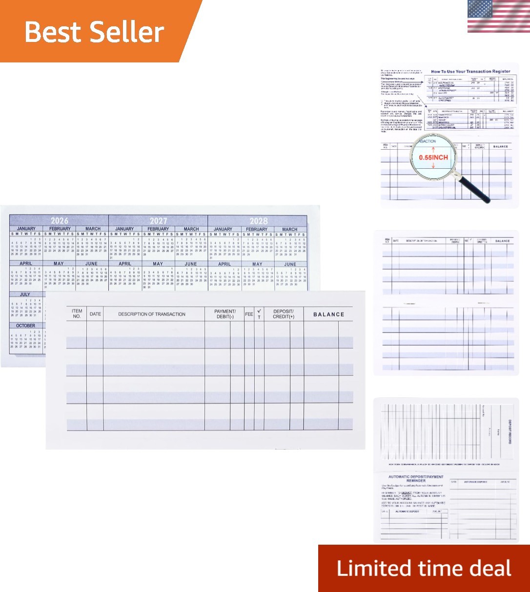 Clear 12 Piece Check Register for Streamlined Financial Organization & Tracking
