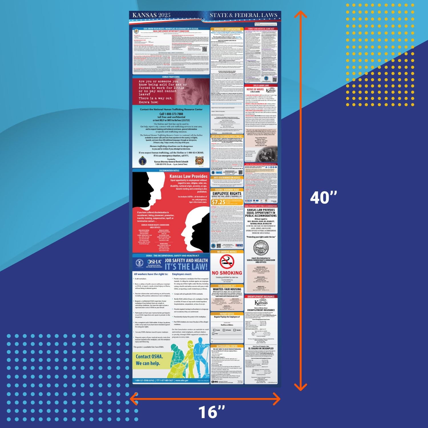 2025 Kansas State and Federal Labor Law Poster – OSHA Workplace Compliant – M…