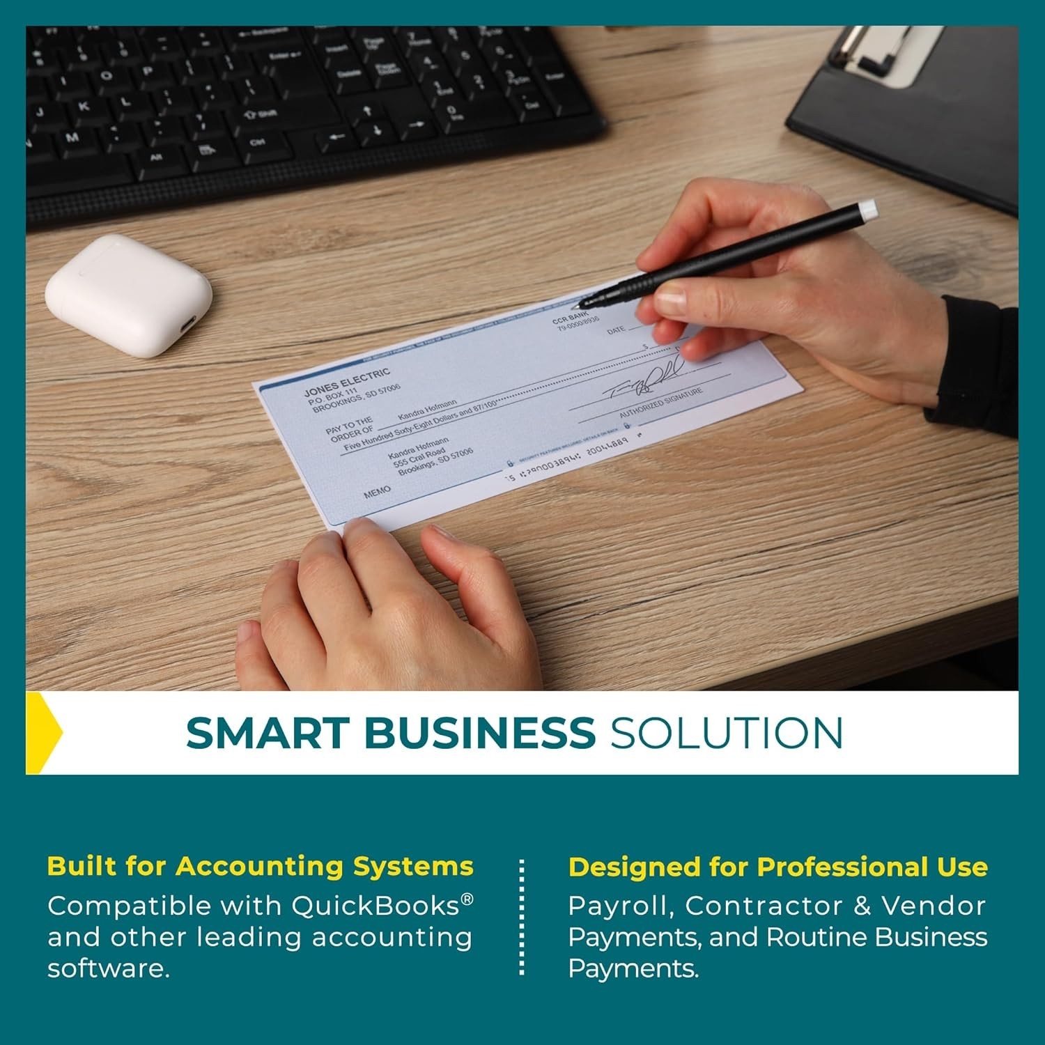 50 Sheets of Business Check Paper – Security Features & Laser Compatible