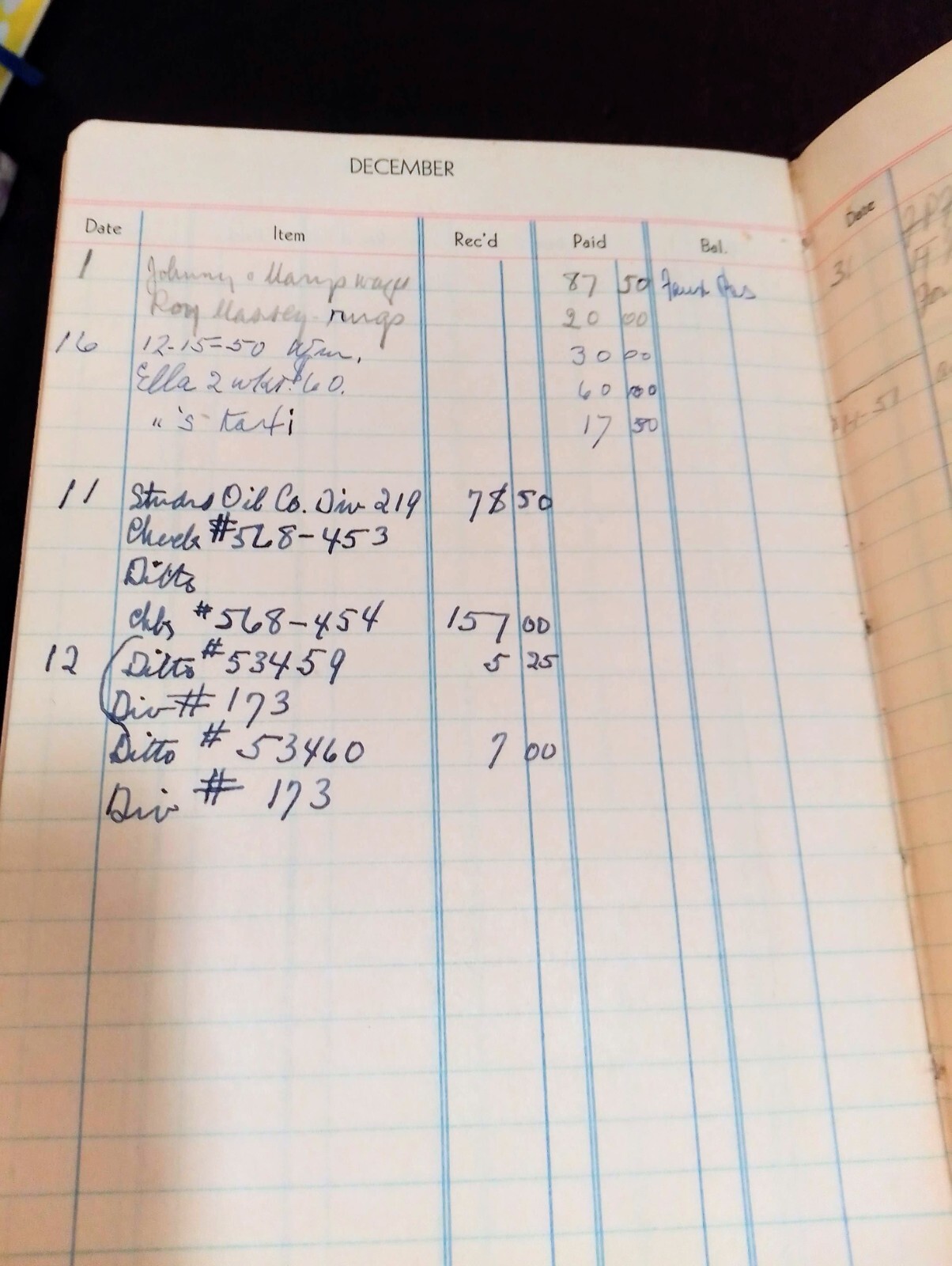 Vintage Ledger Book 1950 from National Blank Book Co. USA journal diary