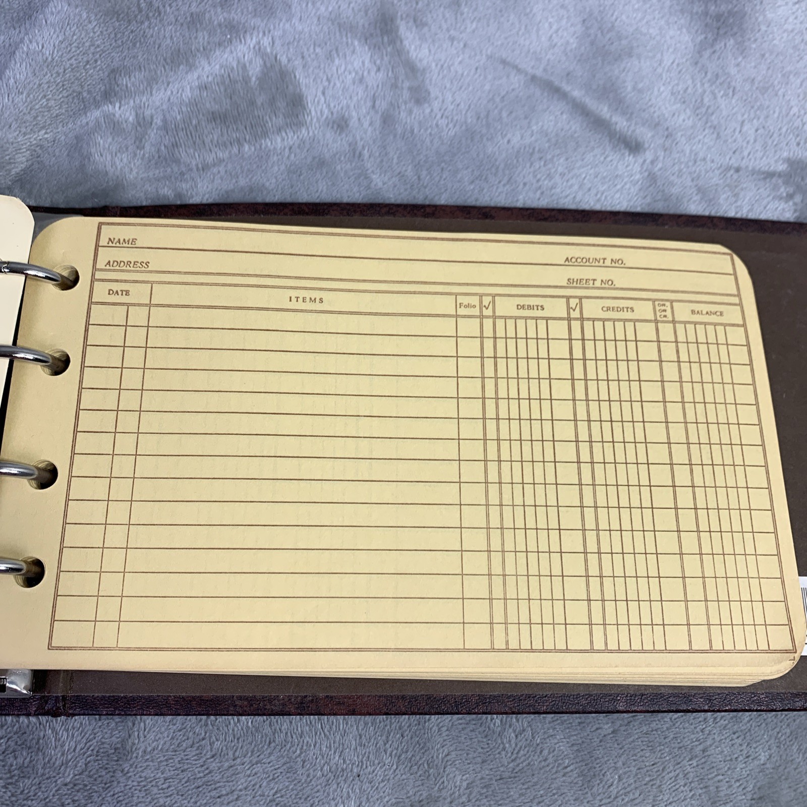 VTG Mead Debit-Credit-Balance Forms Ledger Outfit 26 Dividers A-Z Index Brown