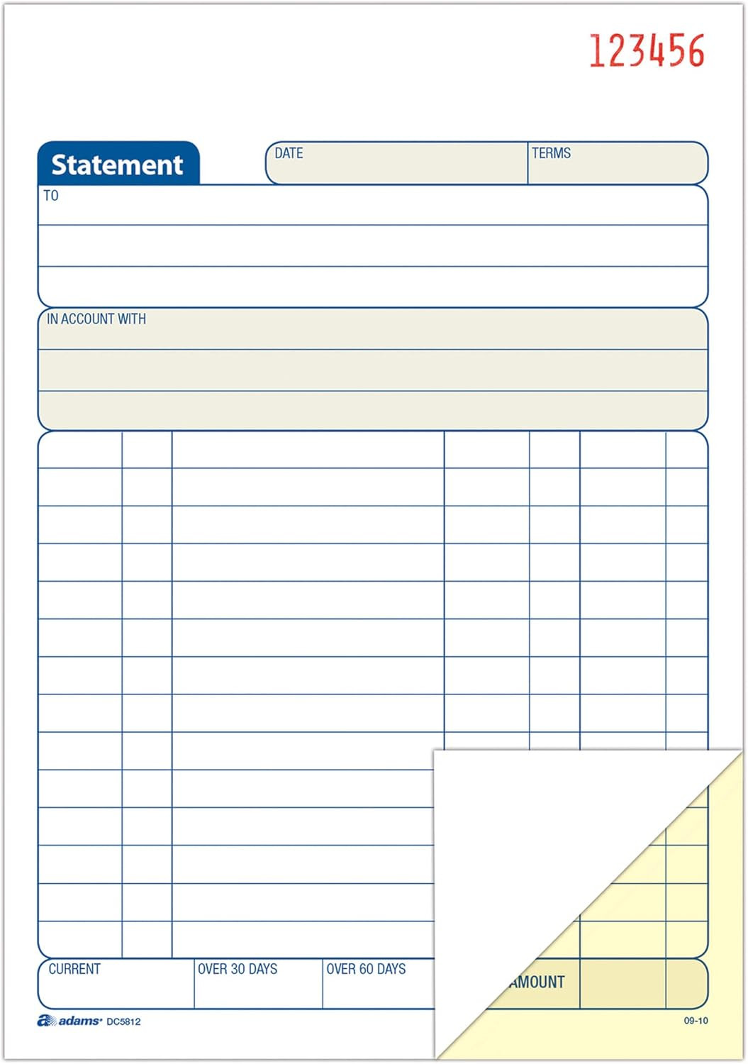 Tops Adams Statement Book, 2-Part Carbonless, White/Canary, 5-9/16 X 8-7/16 Inch