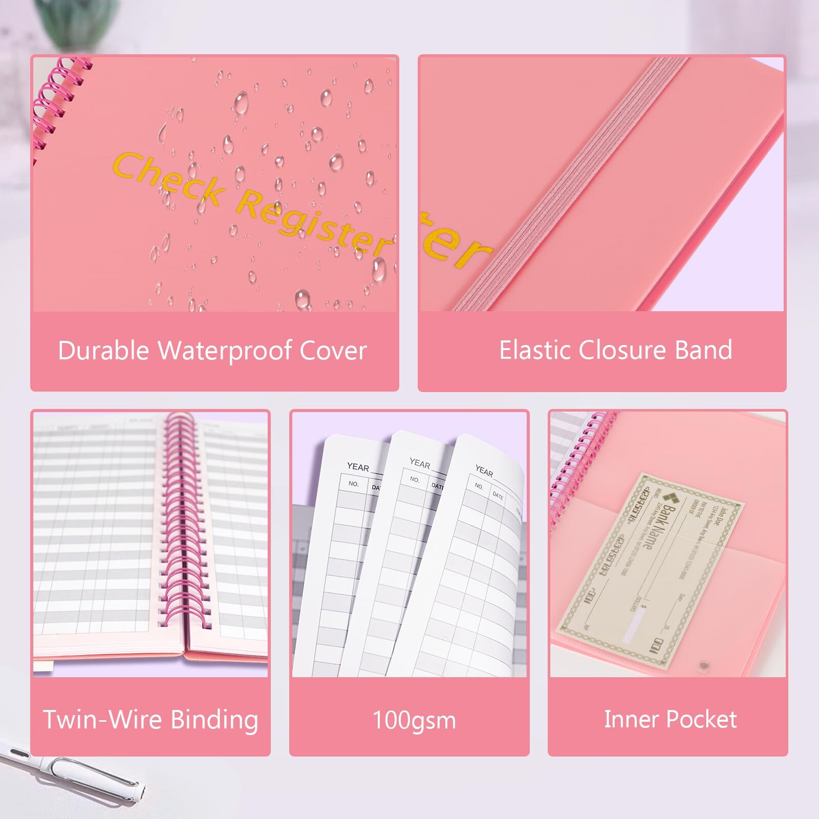 Double Spiral Check Registers Budget Planner for Personal Checkbook