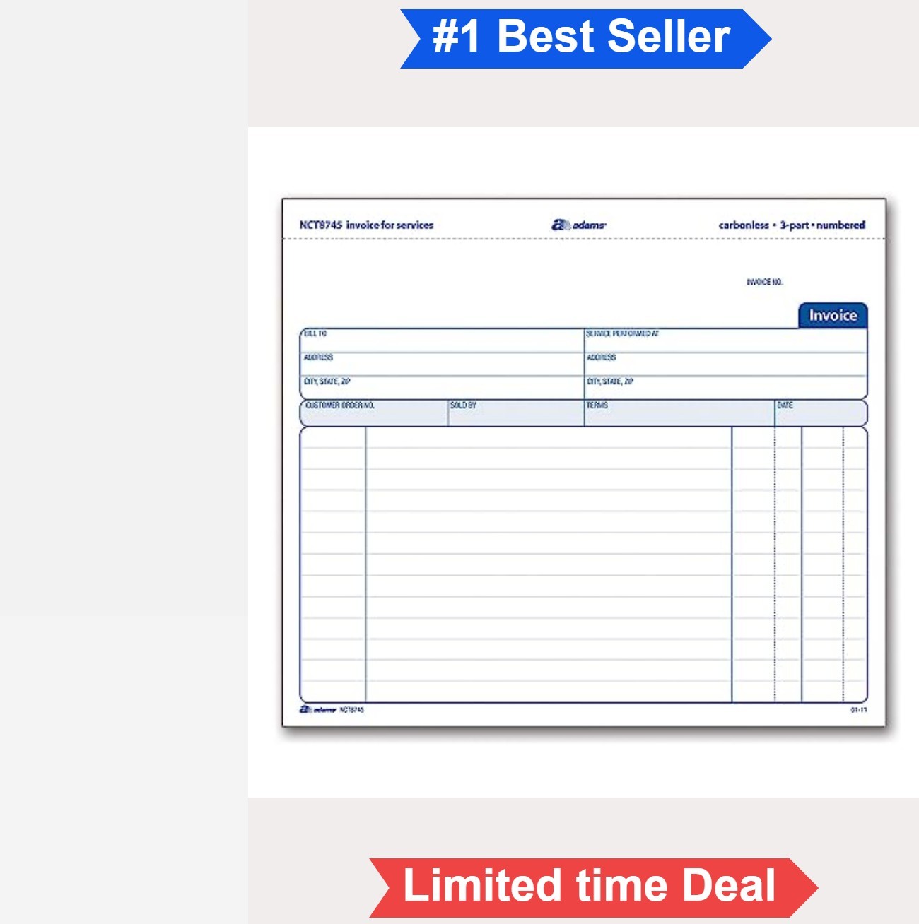 Service Invoice Forms 3 Part Carbonless 50 Sets White Canary Pink Paper Stamp
