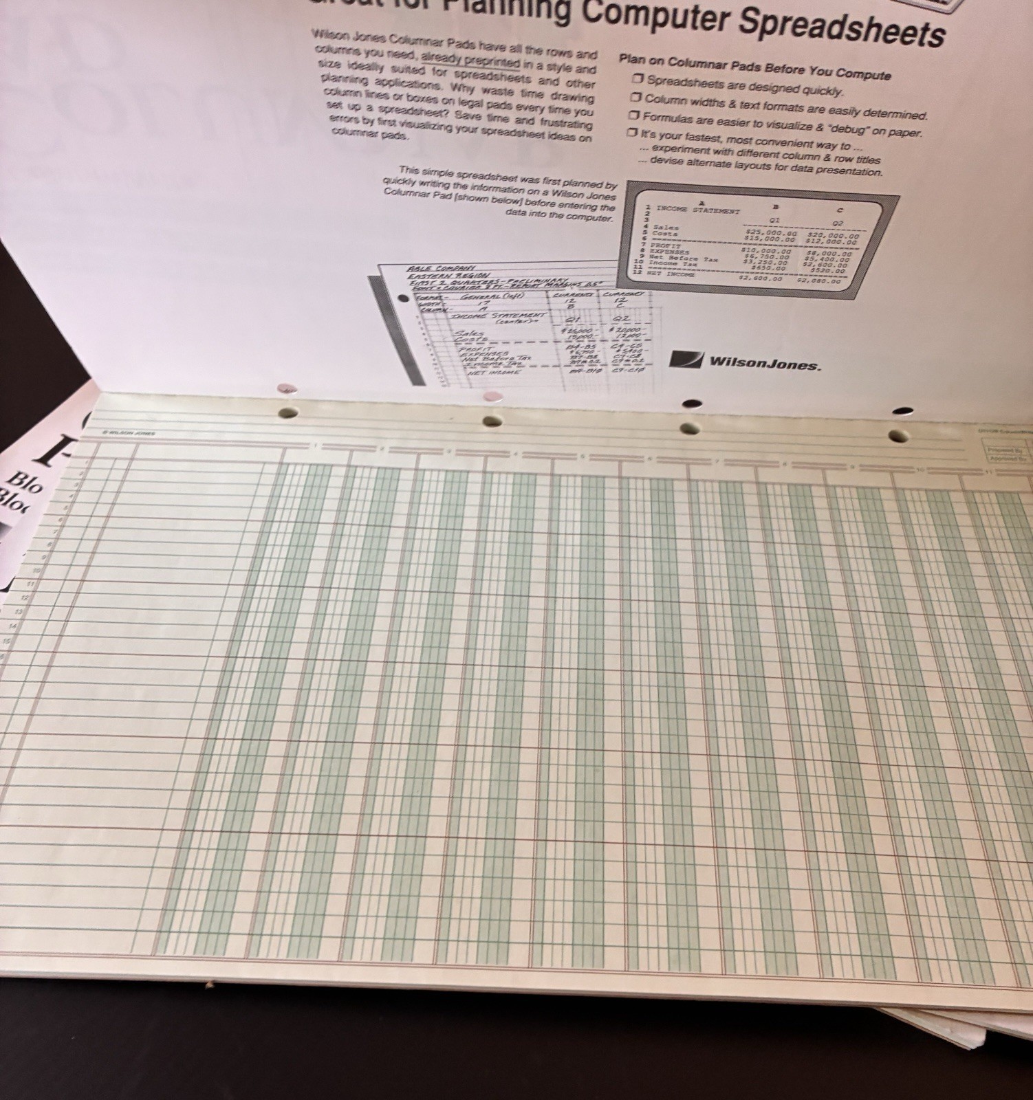 Set of 3 Wilson Jones G7112B Columnar Ruled Pad 12 Column 50 Sheet 14 x 8.5 NOS