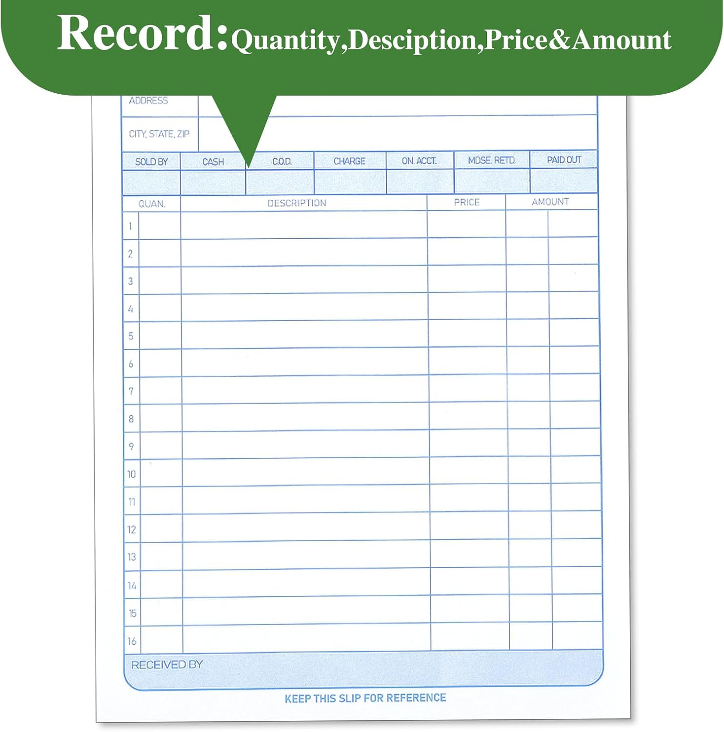 4 Pack Sales Order Book, 4-3/16 X 7-3/16″ Receipt Book with Carbon Copies,2-Part