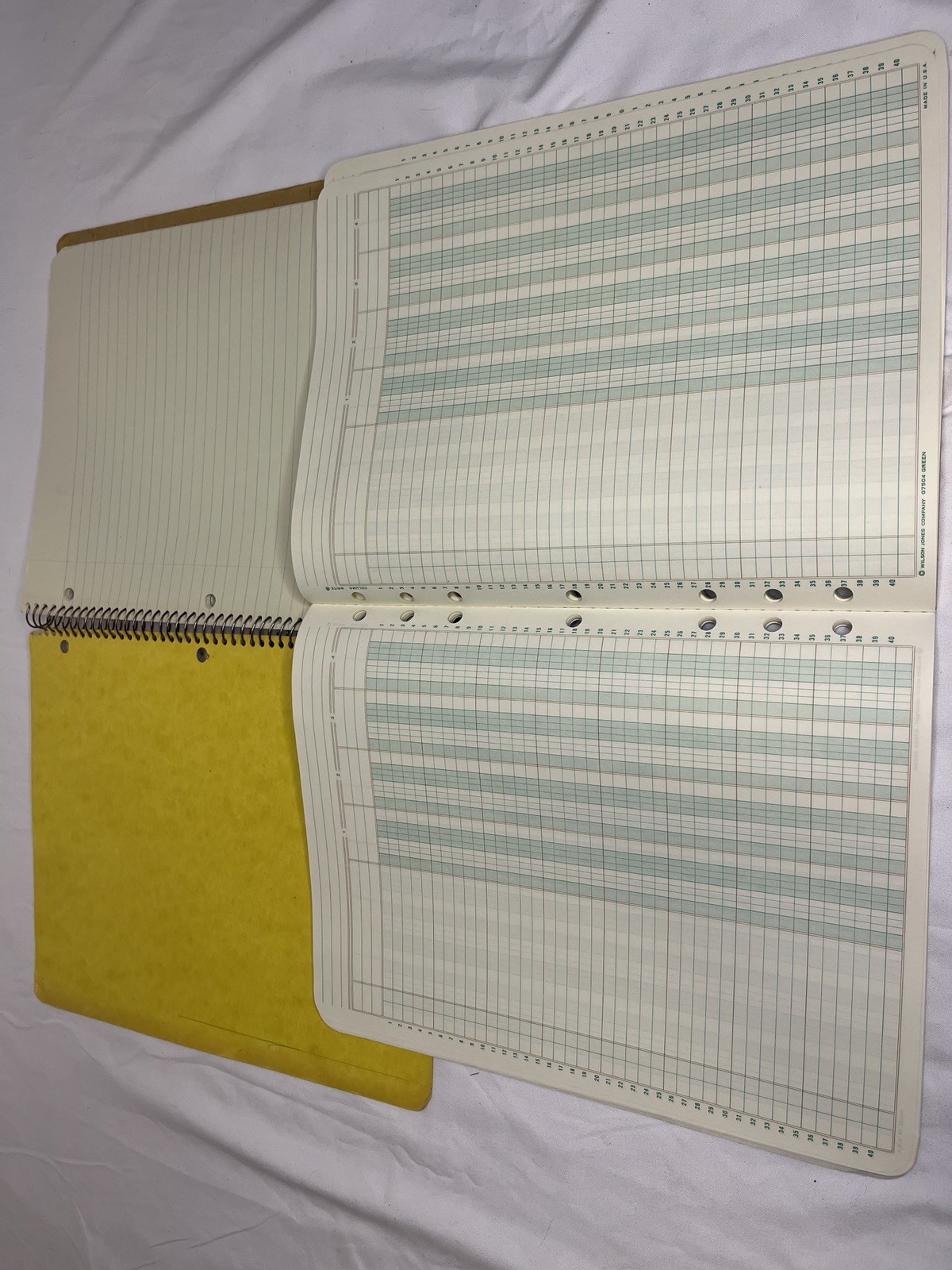 Wilson Jones G7504 Column Write Columnar Pad Green 50 Sheets and Yellow notebook