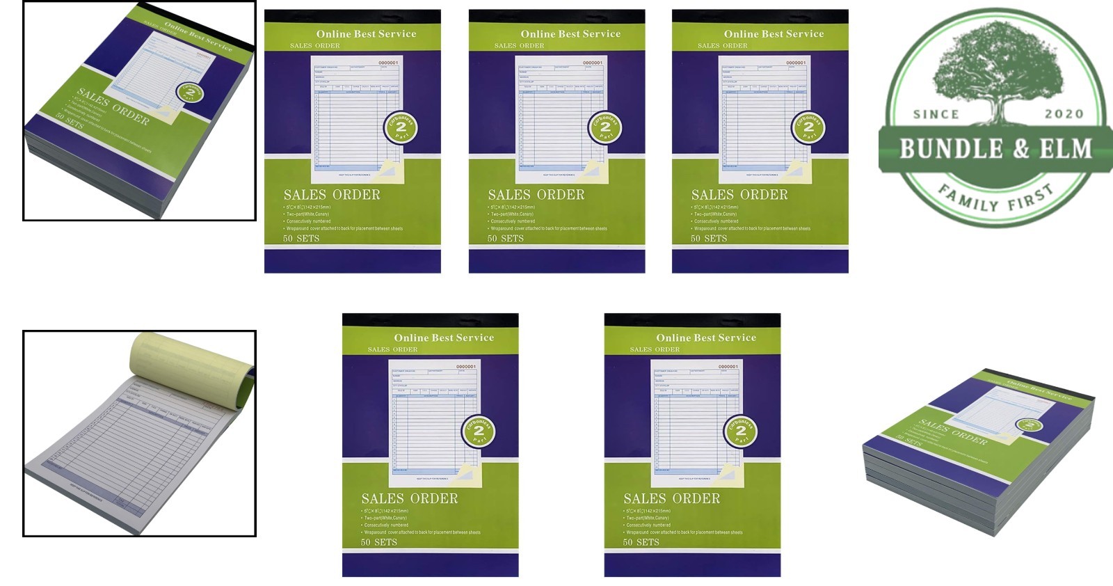 Large Sales Order Receipt Book with 50 Sets, Carbonless and Consecutive Numbers