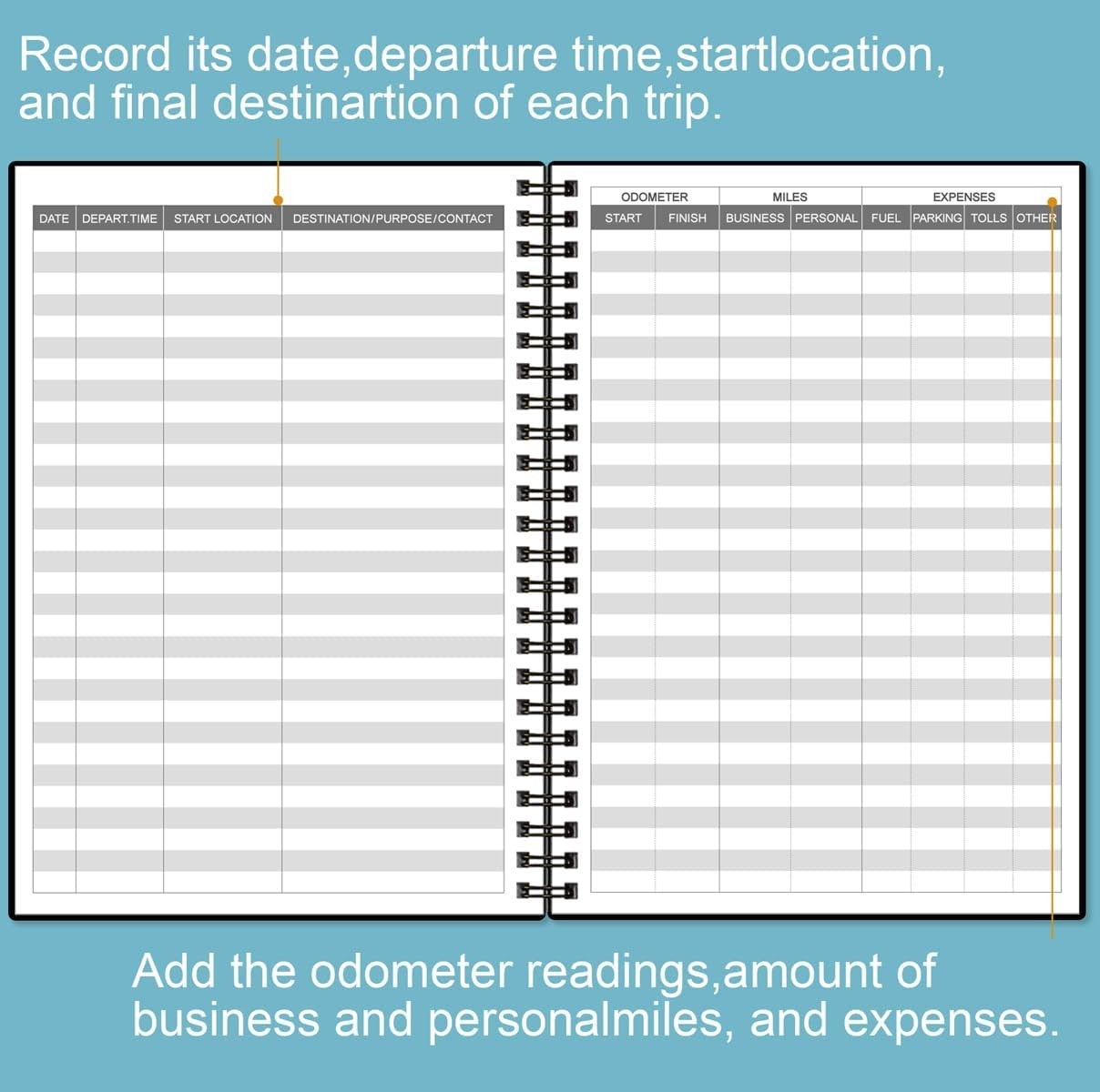 AT-A-GLANCE Auto Mileage Log Book Black