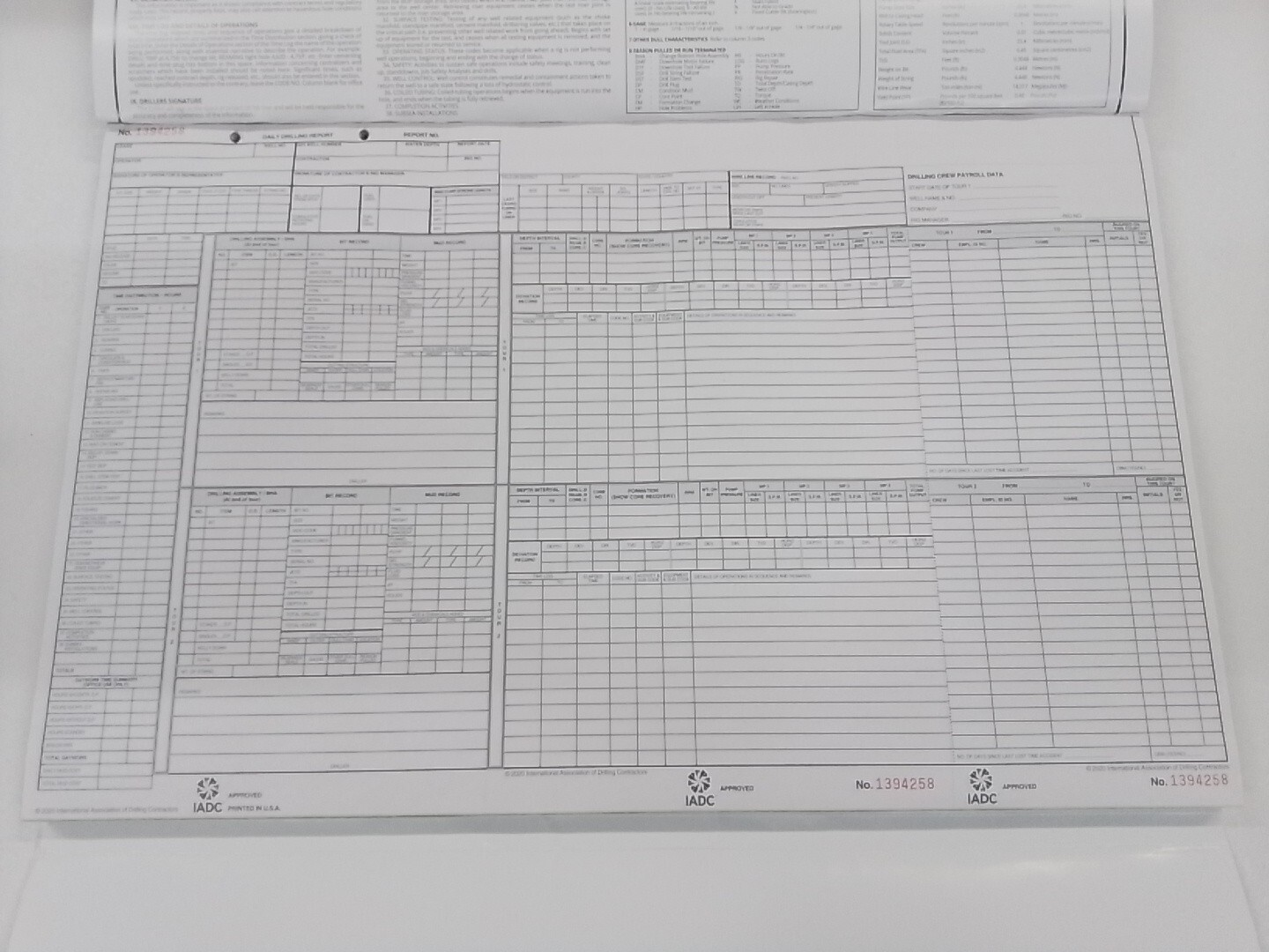 lot of 4 IADC Standard Daily Drilling Report DDR PLUS drill Oil Gas 2T6 English