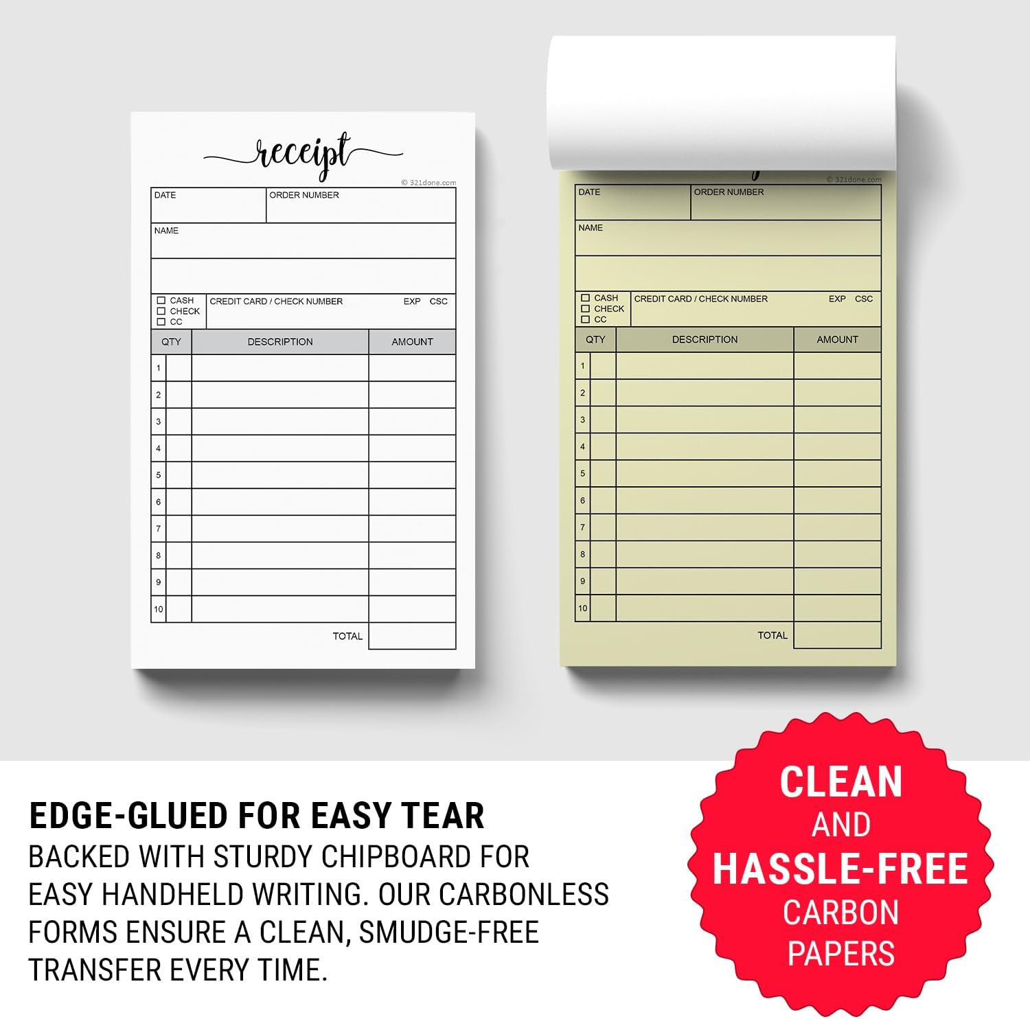 Receipt Book with Carbon Copies for Small Boutique Business – 2-Part Carbonless