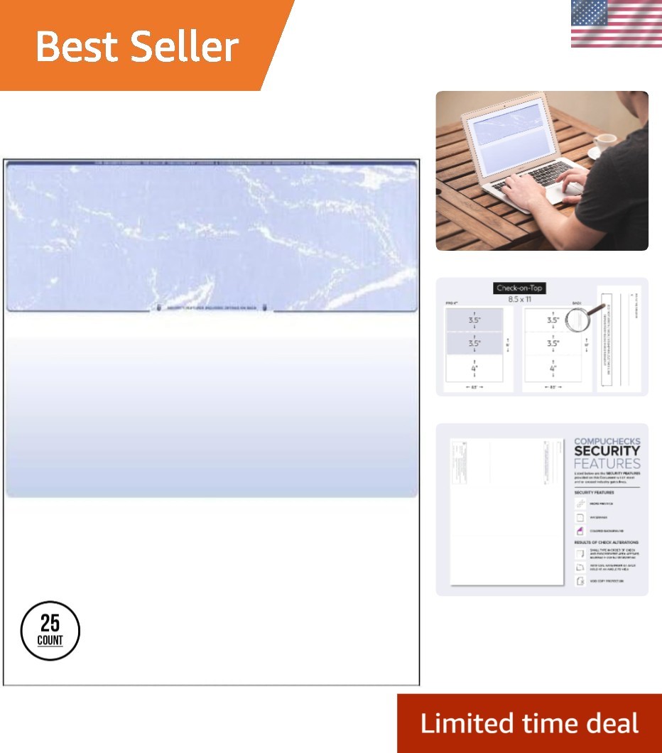 Advanced Security Blank Check Paper, 25 Pack – Perfect for Payroll Functions