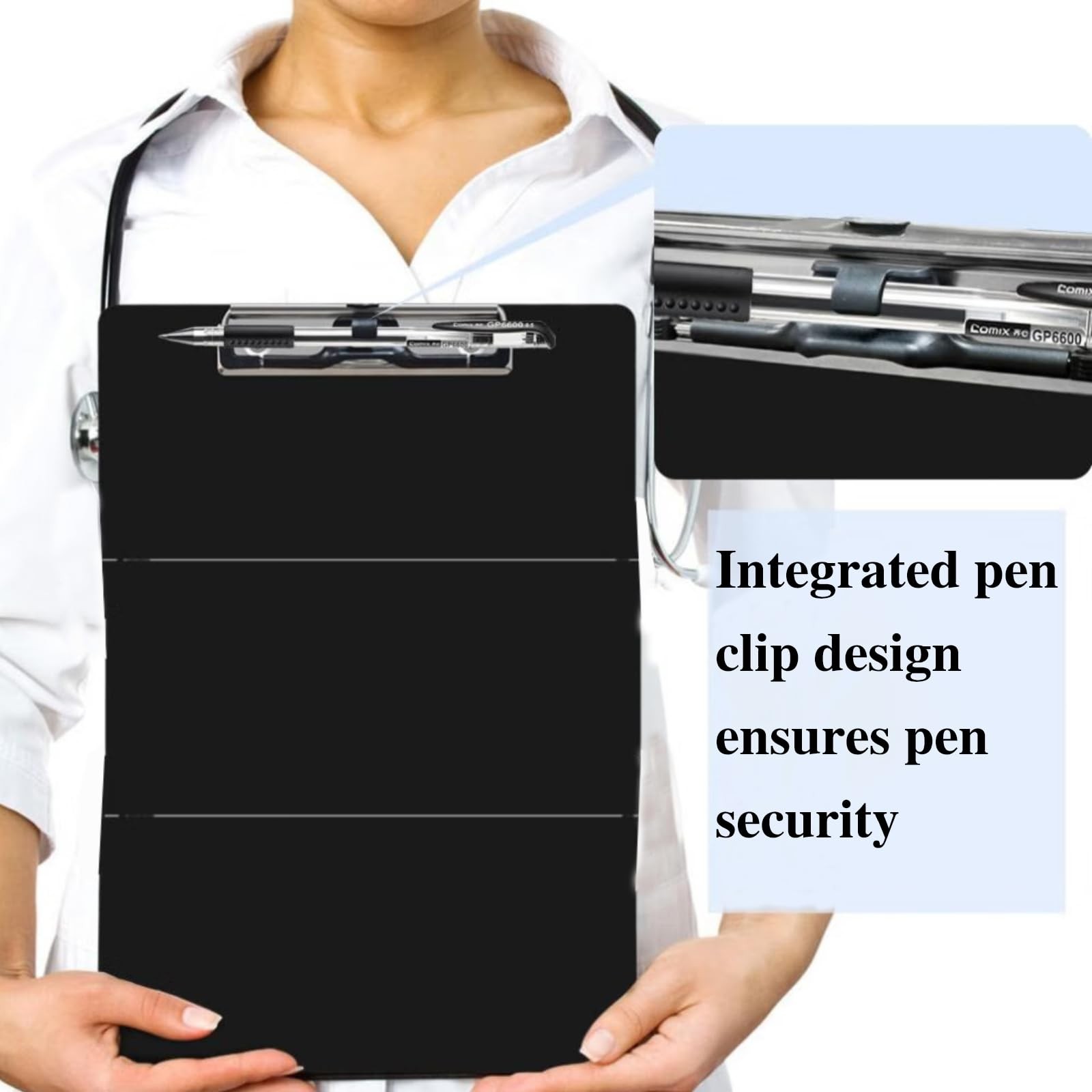 Foldable Thick Nursing Clipboard & Cheat Sheets, 2-Pack for Nurses & Black