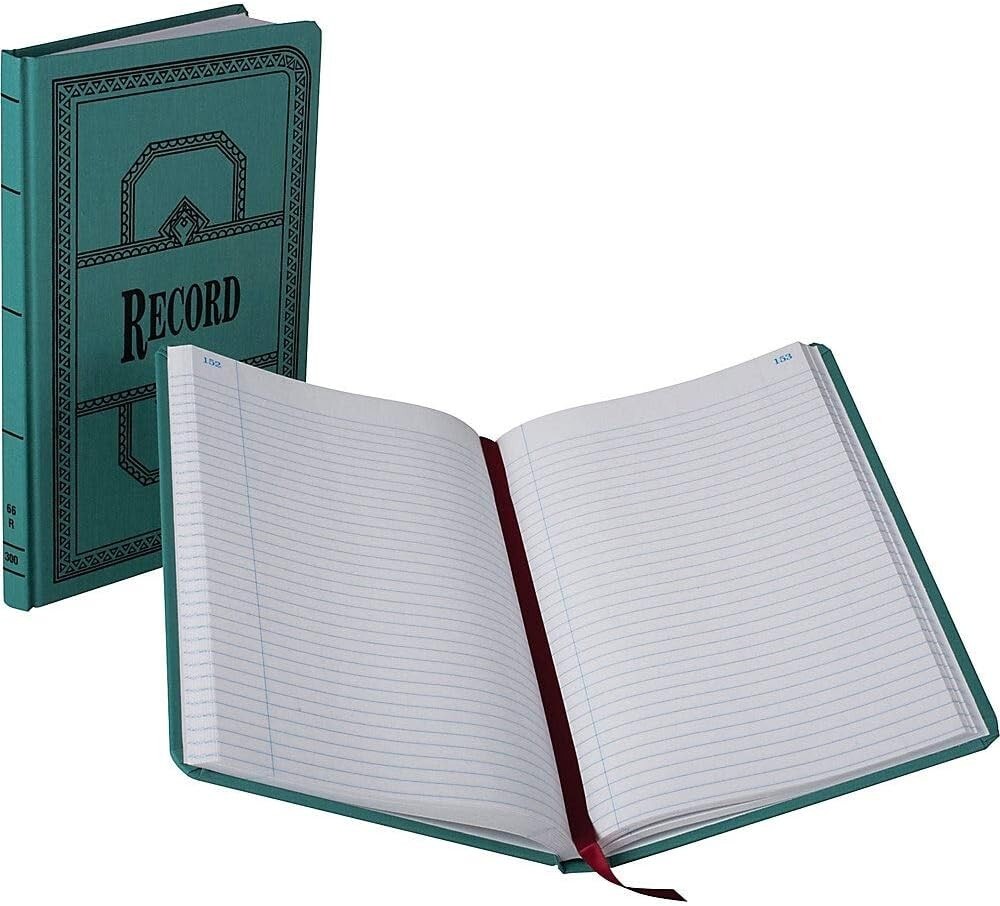 66 Series Account Books, Record Ruling, 300 Pages, 12-1/8ʺ x 7-5/8ʺ, Blue