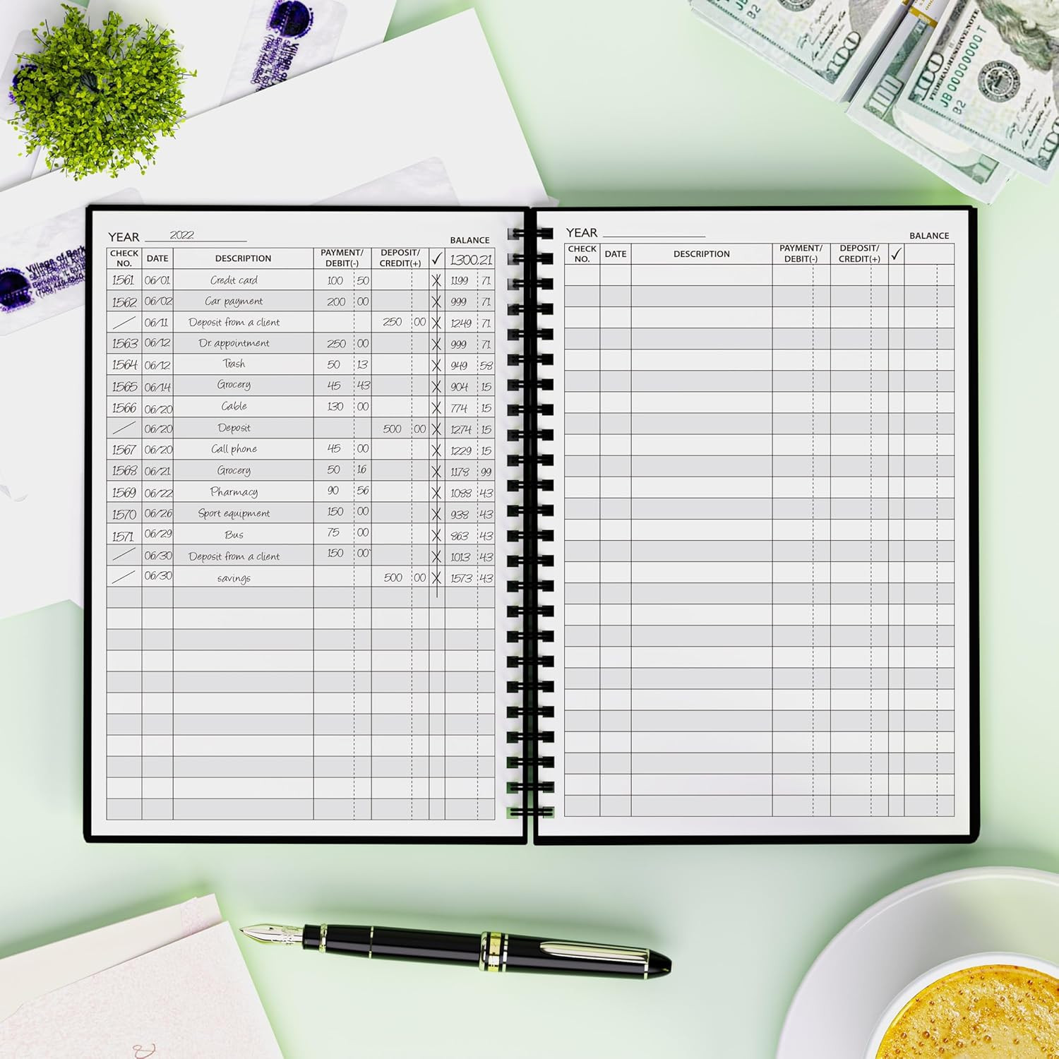 Accounting Ledger Book – A5 Check Register for Small Businesses & Personal Use