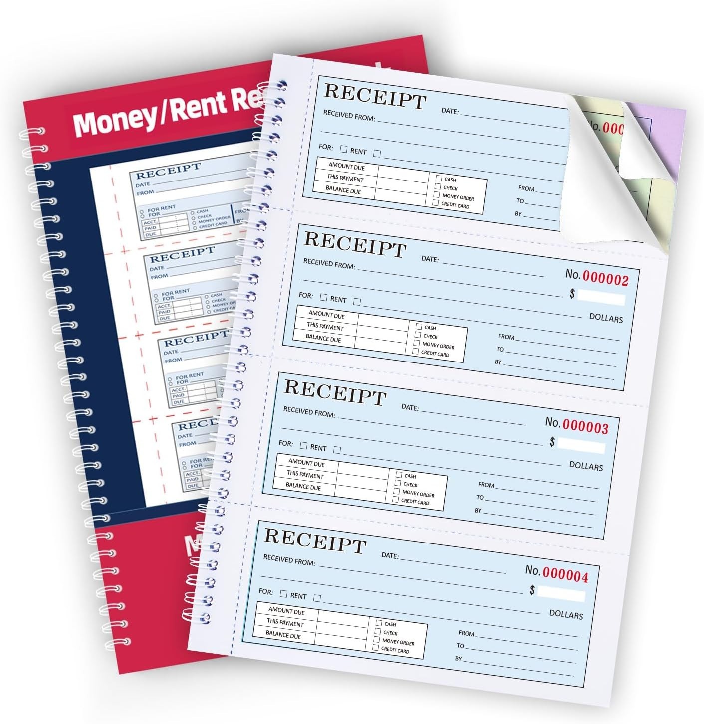 Large 3-Part Carbonless Receipt Book for Rent & Cash – Smooth Writing Experience