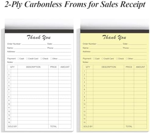 (2-Pack) Thank You Receipt Book – 5.5″ x 8.5″ Cardboard 2-Part Carbonless Sales