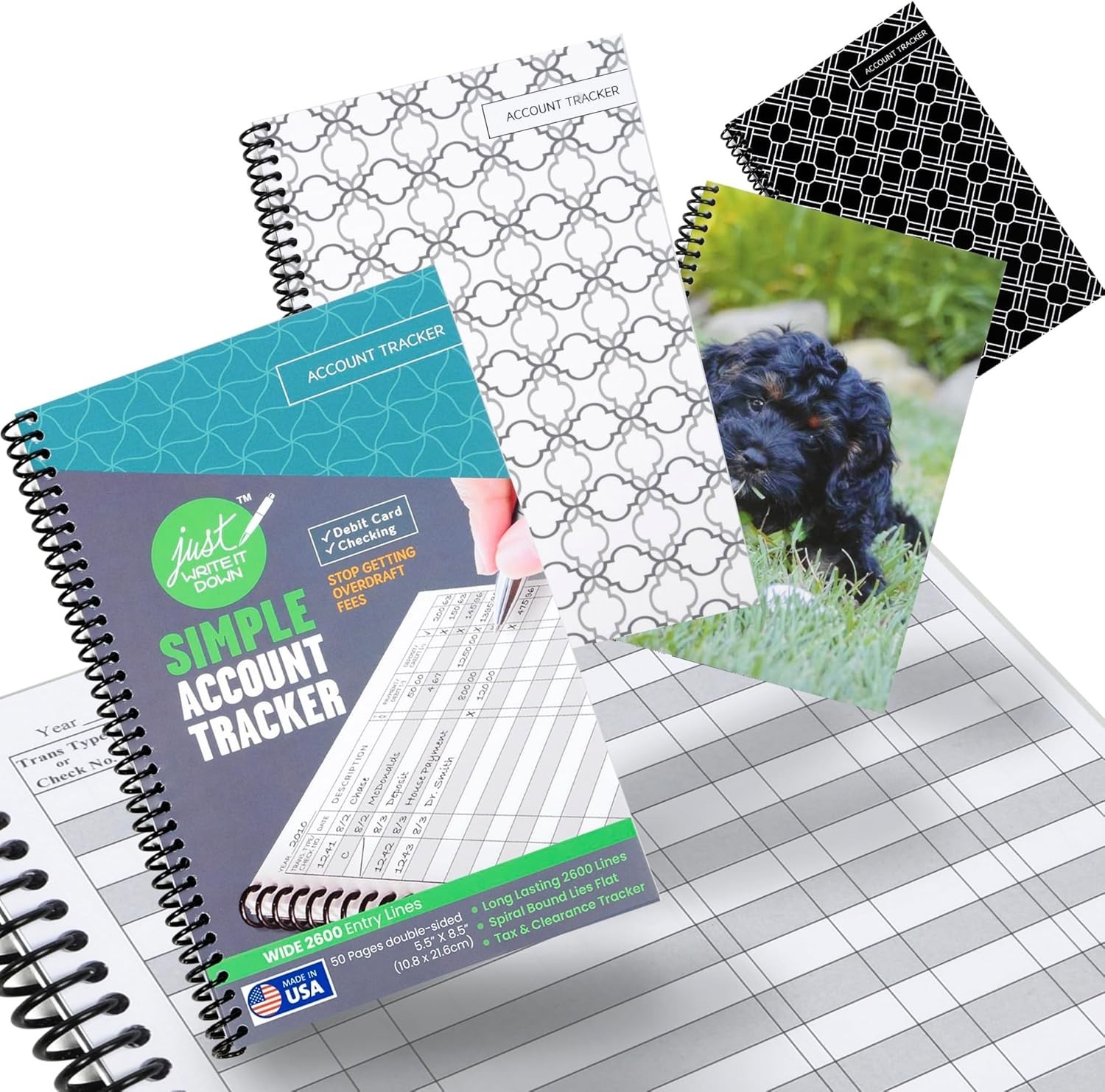 Standard Edition Check Book Register & Debit Card Ledger Notebook 4 Pack Variety