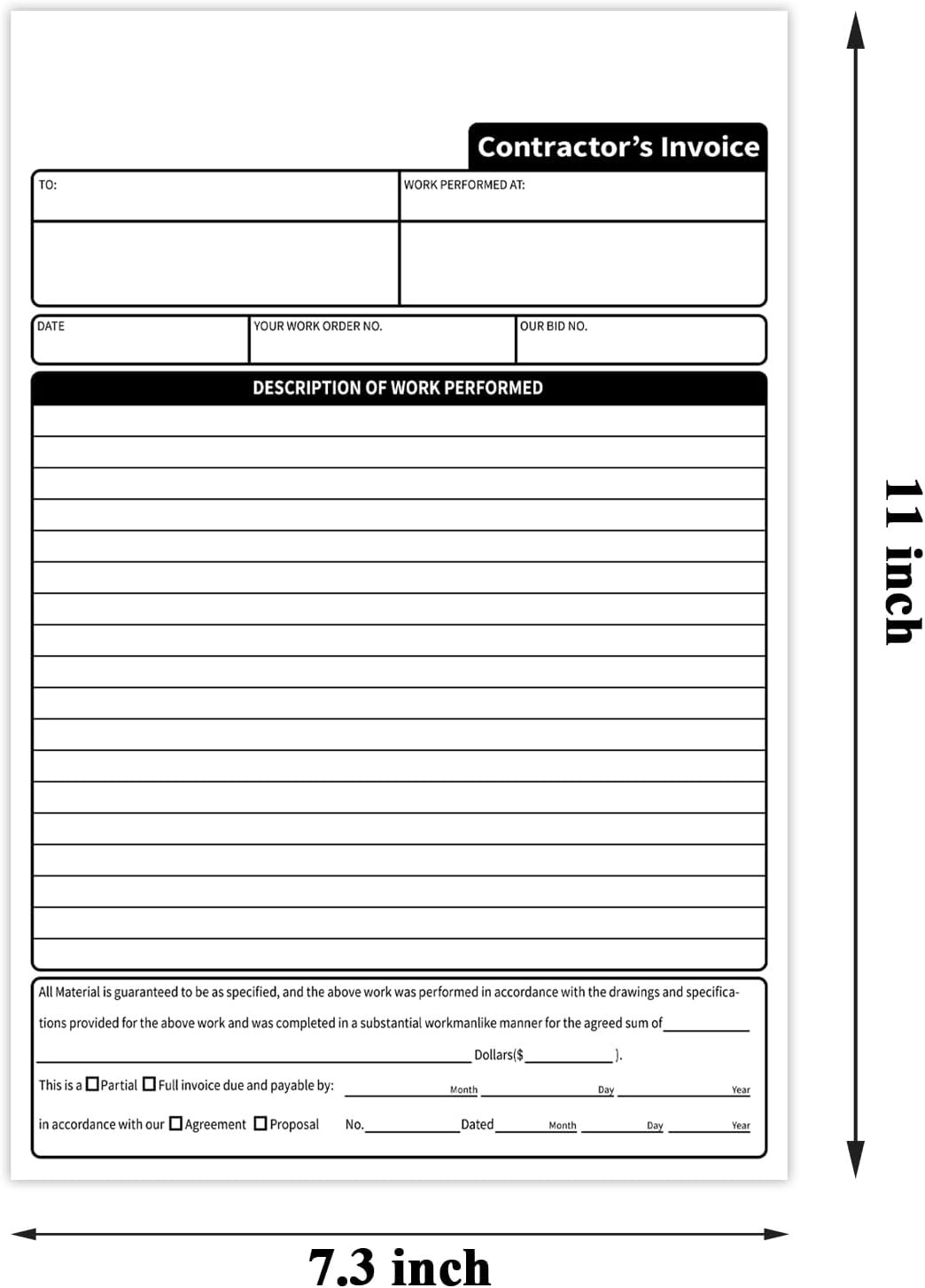 Contractor Invoice Books,3 Part Carbonless Contractor Estimate Book,Work Order R