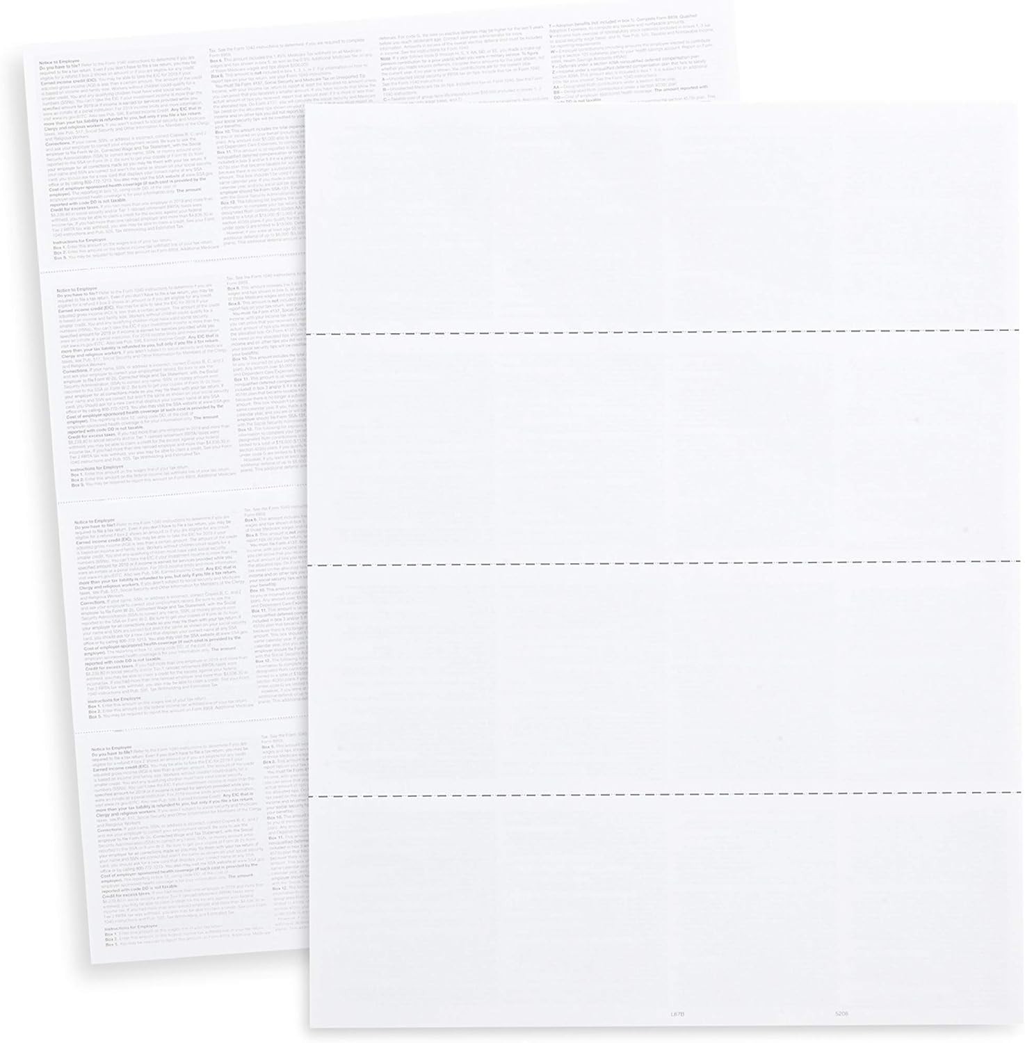 50 W2 Tax Forms 2025, Blank 4-Up Horizontal, QuickBooks Compatible, Easy Instruc