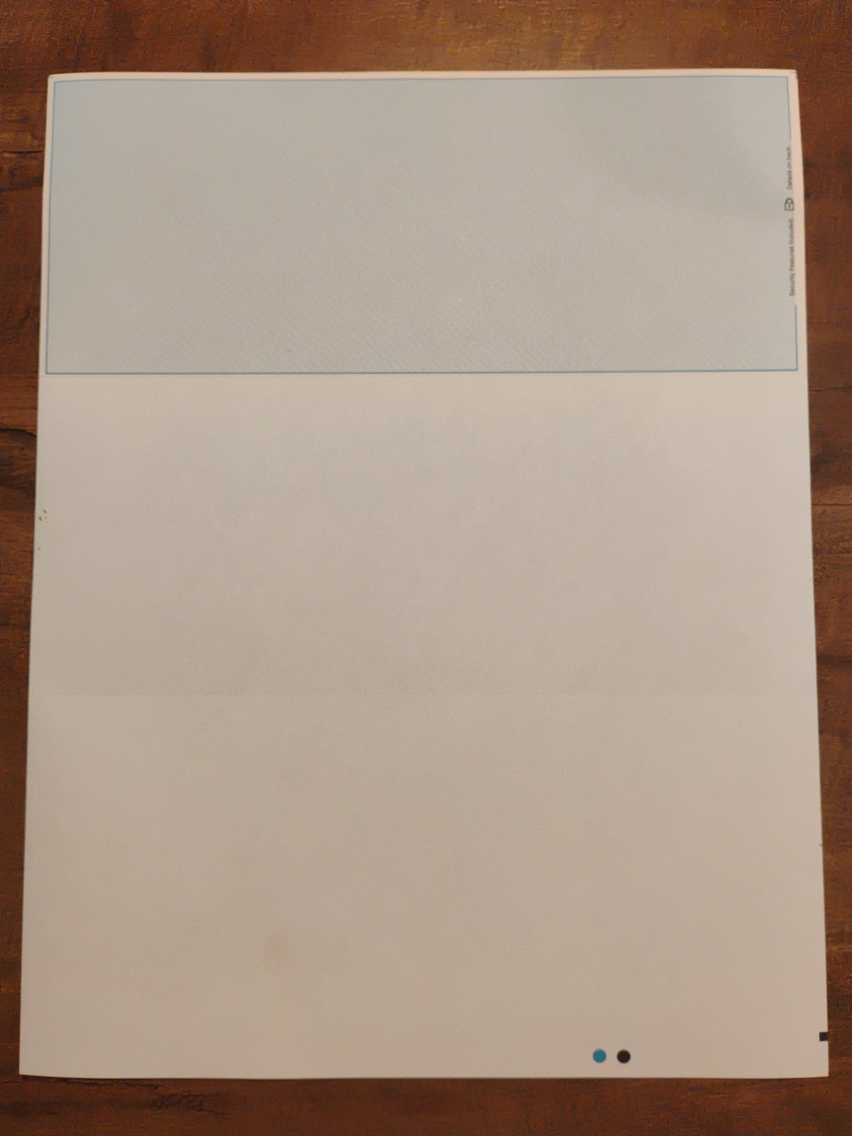 Three Part Security Business Checks 8.5×11 Blue Top Open Box Of 1,000