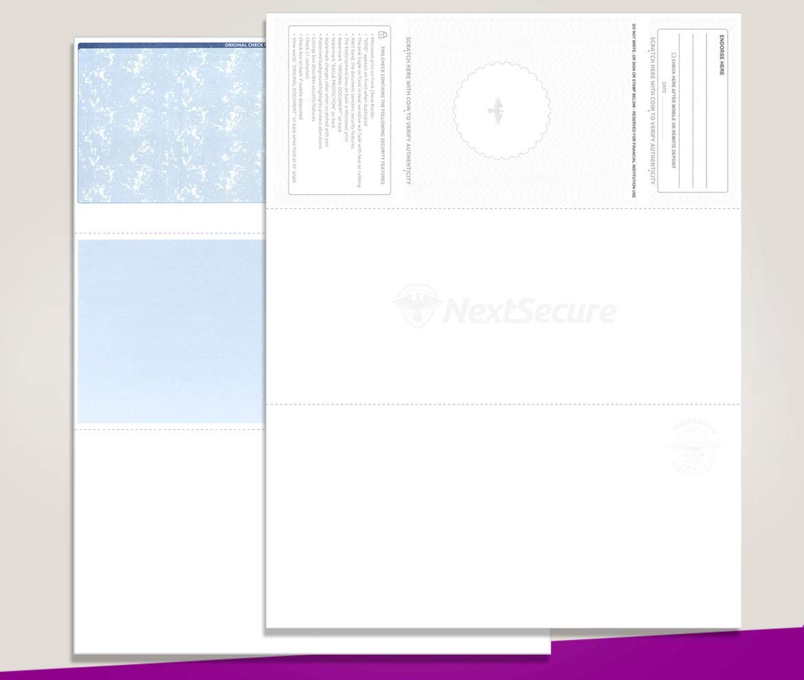 – Blank Check Stock for Laser/Ink-Jet, 8-1/2 X 11″ 24# Lb, 500 Sheets per Pack (
