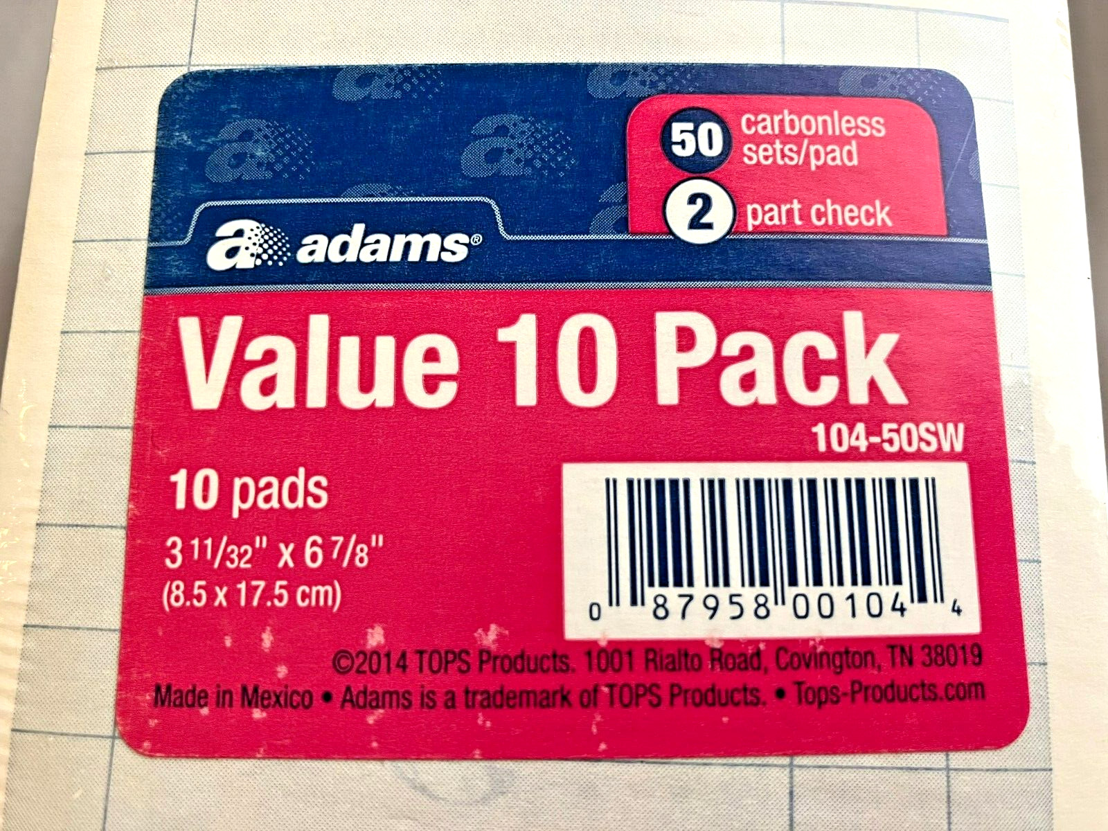 New Adams Guest Check Pads 10 Pack Carbonless 2-Part Checks # 104-50SW