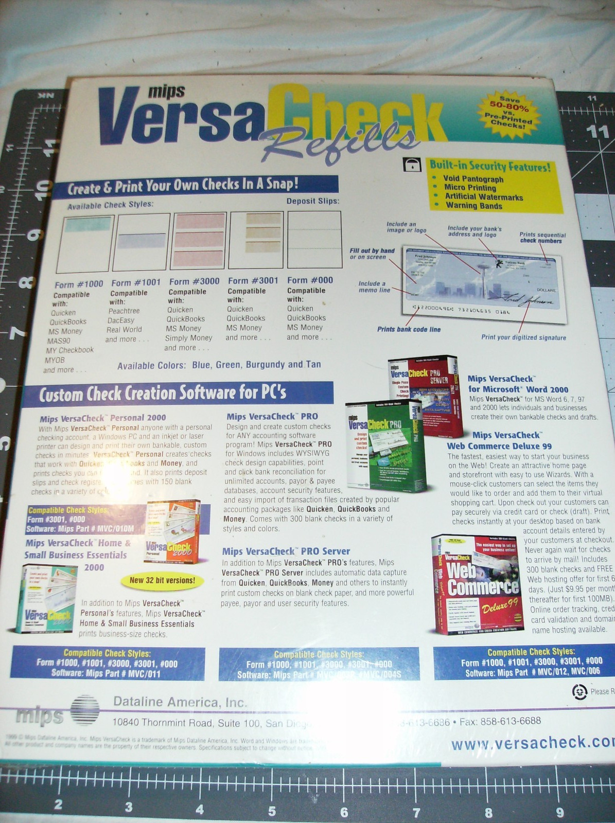 Versa Checks Refills, Blue 750 Blank Checks Form # 3000; Mips classic style