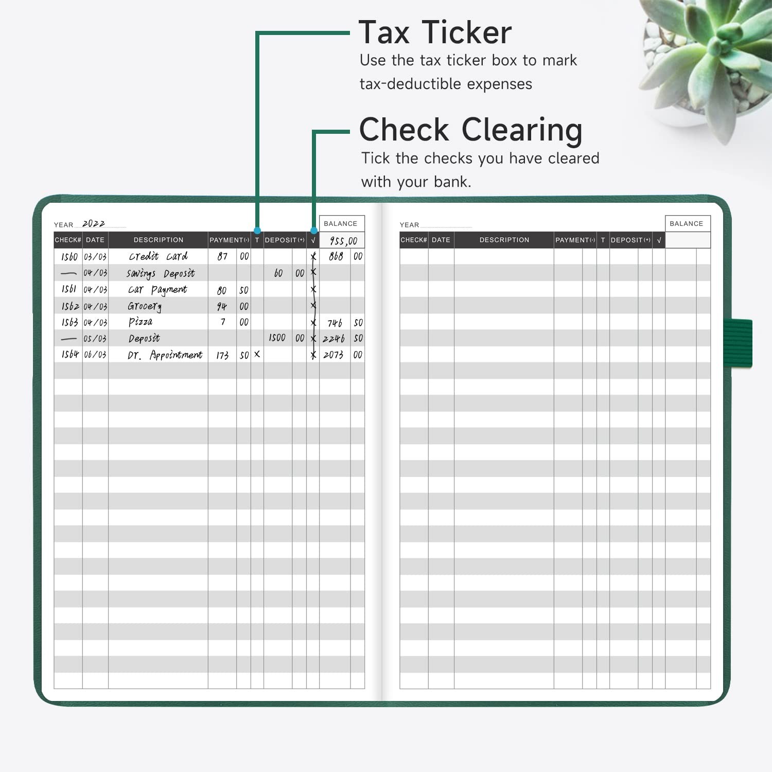 Check Register – Elegant Check Registers for Personal Checkbook with Check & …