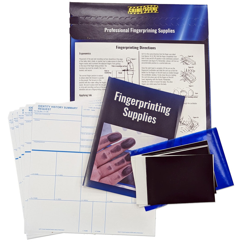Crime Scene Fd-1164 Fingerprint Kit 5 Xl Ink Strips 5 Cards And Directions. Use