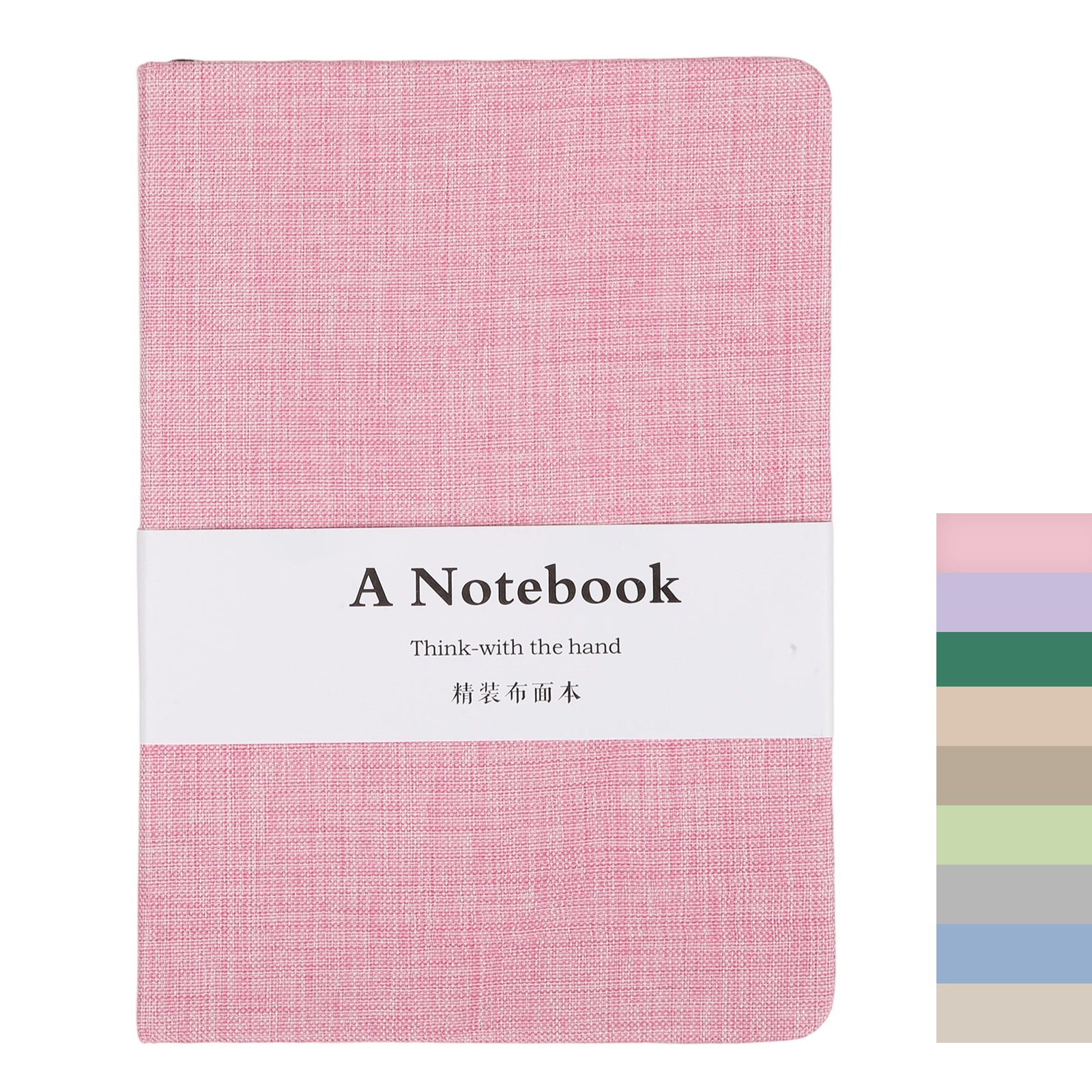 Linen Journal Notebook, 256 Pages 100 Gsm B6（5×7） Hardcover Journals (Pink)