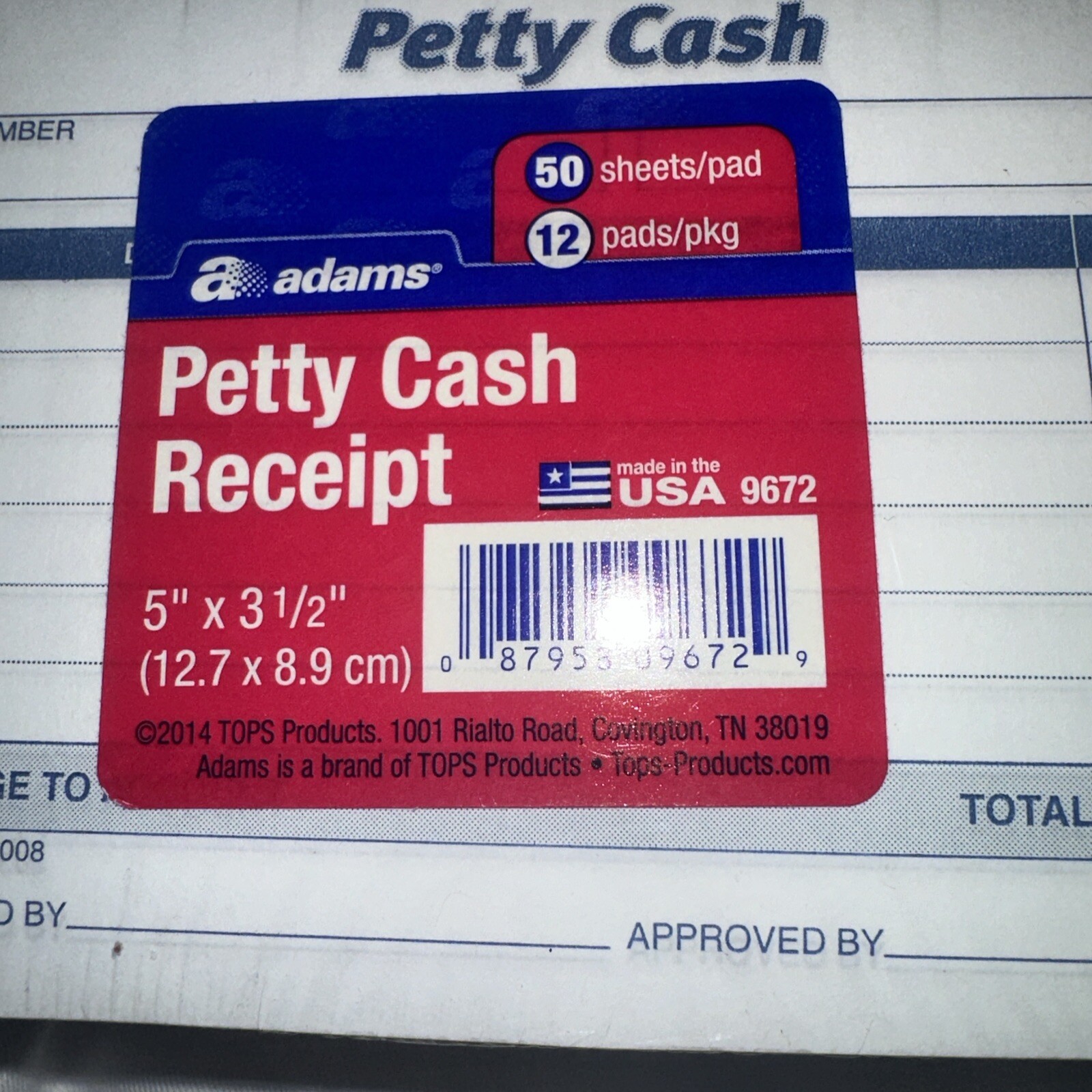 Adams Petty Cash Receipt Pad, 5 x 3-1/2 Inches, 50 Sheets per Pad,Pack of 12 new