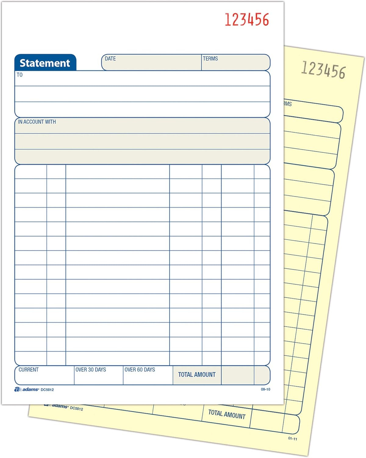Tops Adams Statement Book, 2-Part Carbonless, White/Canary, 5-9/16 X 8-7/16 Inch