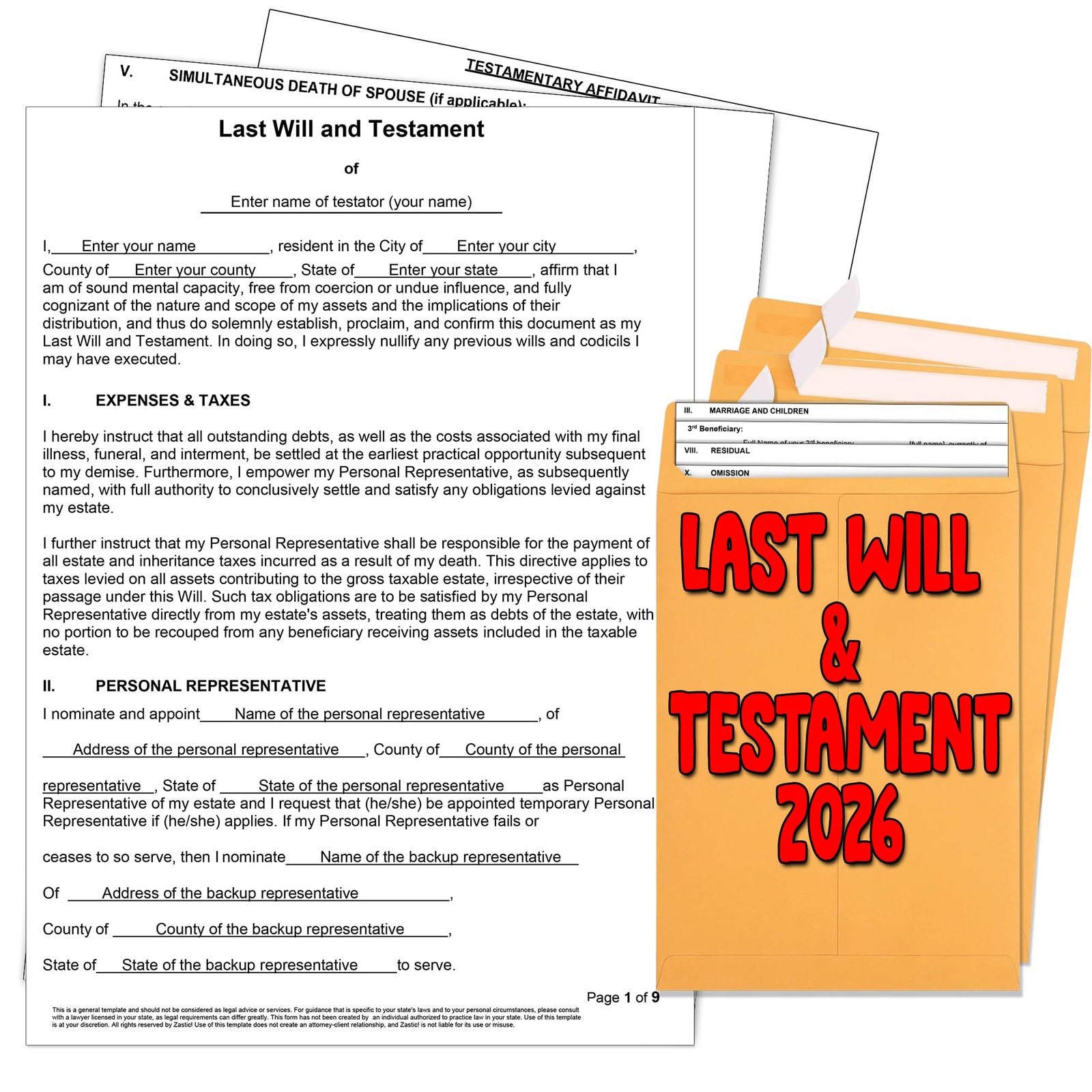 2026 Last Will And Testament Kit DIY Legal Forms Blank Templates 3 Pack Guide