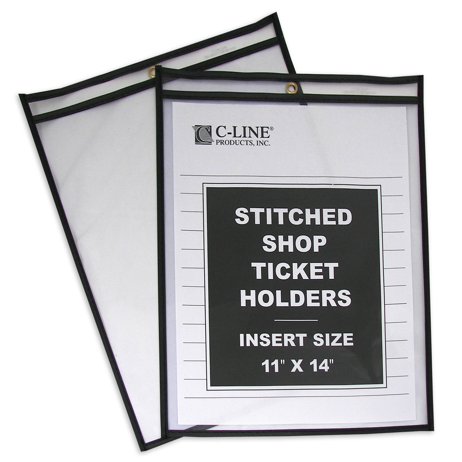C-Line Stitched Shop Ticket Holders, Both Sides Clear, 11 x 14 11 x 14, Clear