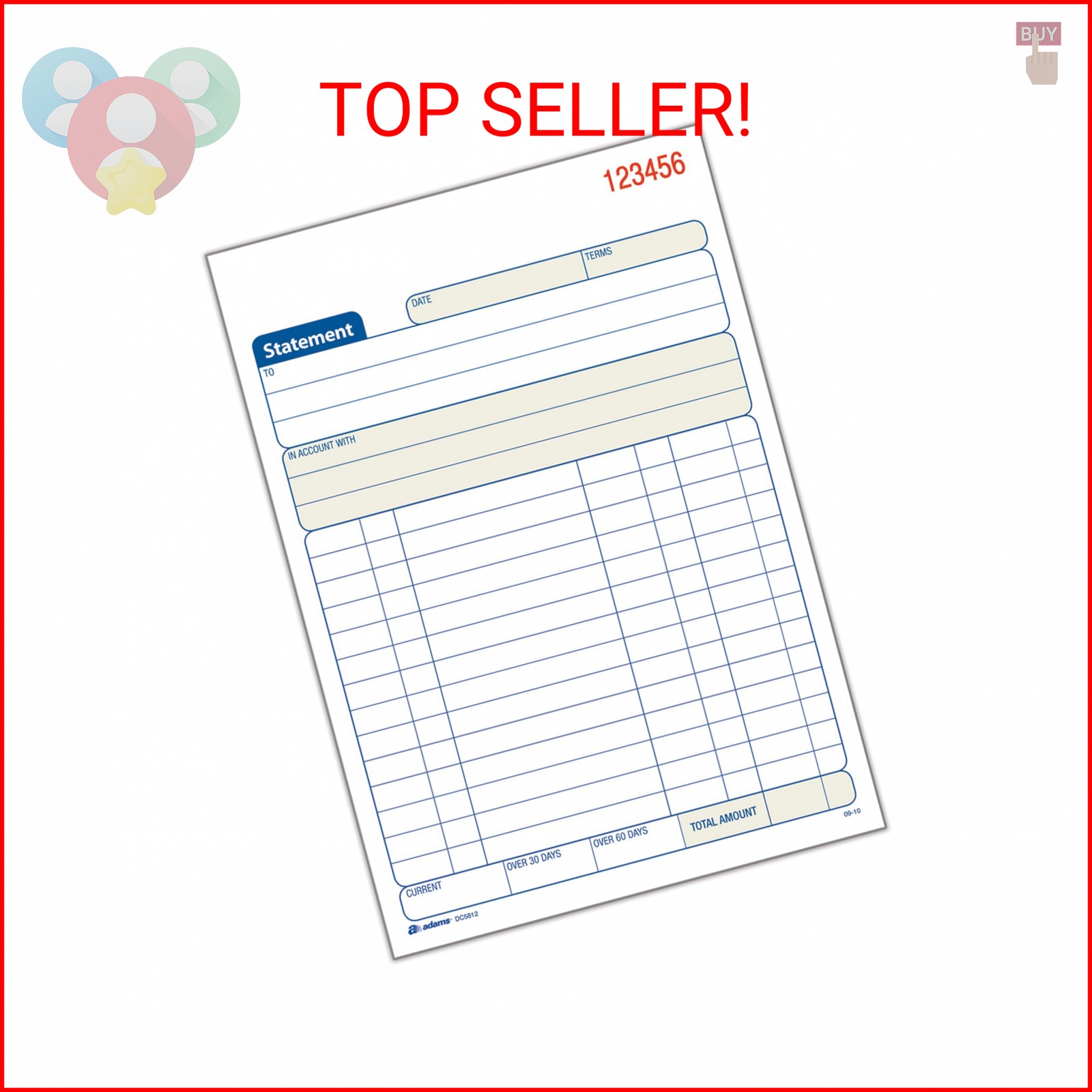 Tops Adams Statement Book, 2-Part Carbonless, White/Canary, 5-9/16 x 8-7/16 Inch