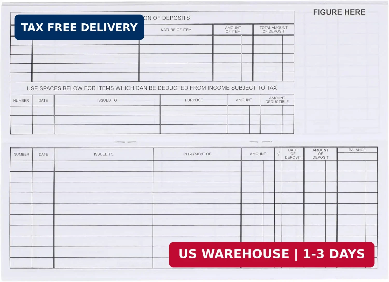 Business Check Register Book – 30 Double-Page Ledger Spreads – 8.625 x 3 Inches,