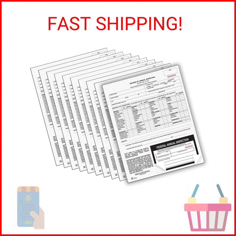 J. J. Keller 10-Pack, Record of Annual Inspection Form with Inspection Label, 2-