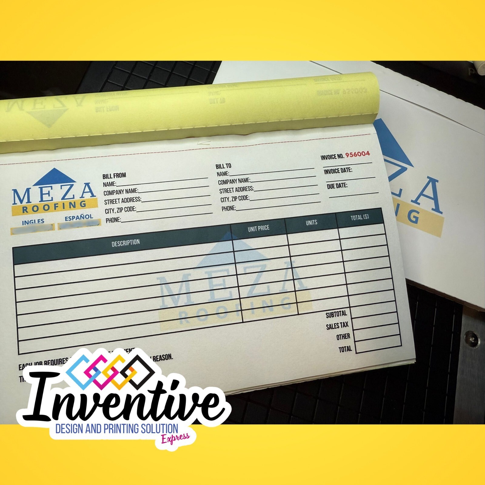Custom sales notes/invoices for your business free design8.5×5.5″ passing paper.