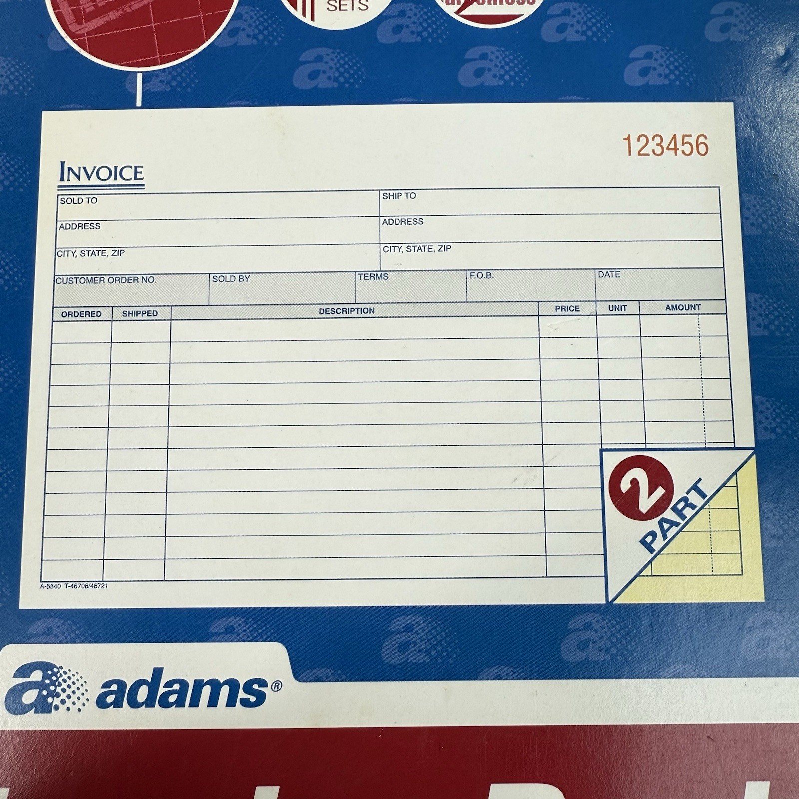 Invoice Book 2-Part Carbonless 5-9/16 X 8-7/16 Inches 50 Sets per Book DC5840