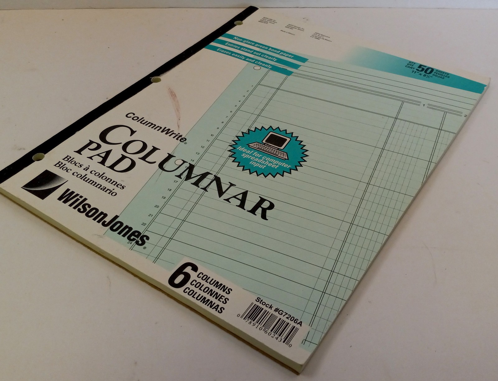 Ledger Pad 6 Columns 8.5 x 11 inch 50 Sheets Blank Lot of 2