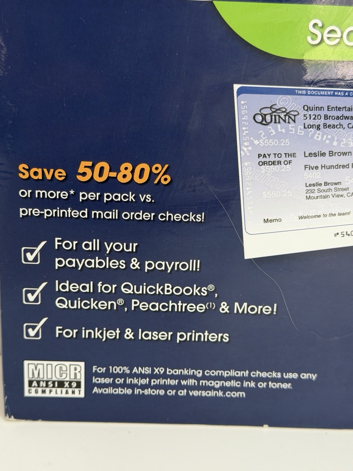 Versacheck Security Business Voucher Check Refill Form #1000 Unopened Sealed