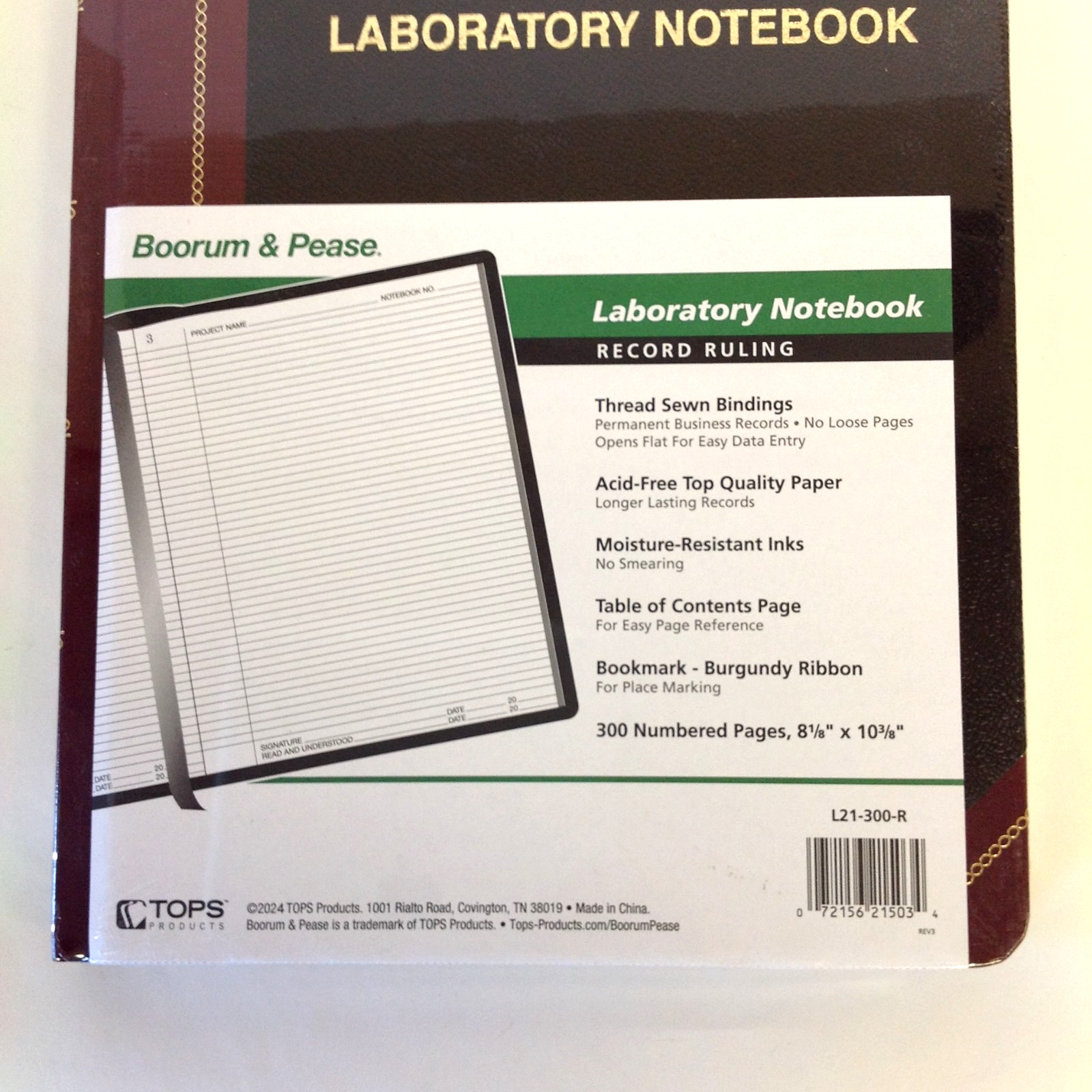 Boorum & Pease L21-300-R Laboratory Notebook Black/Red 8.13″ x 10.38″ 300 pages