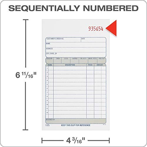 Carbonless Sales Order Books, 2-Part, White/Canary, 50 Sets, Wraparound Cover, 3