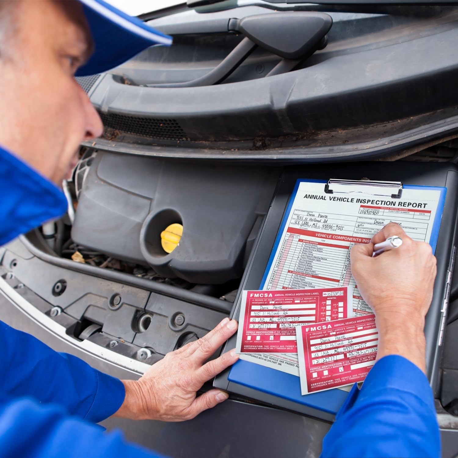 Annual Vehicle Inspection Report Forms 10 Pack with Red FMCSA Labels Aluminum, 3