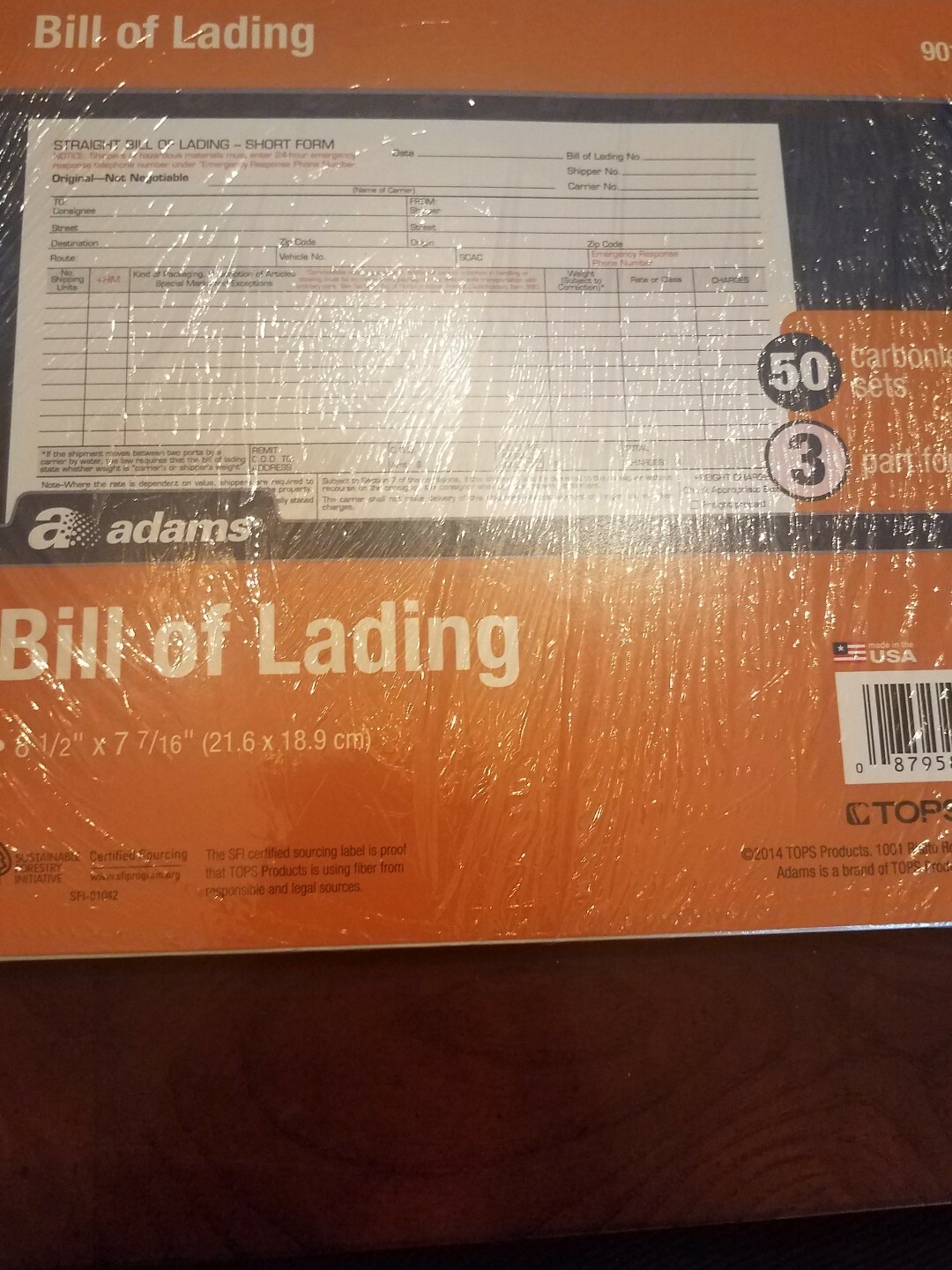 ADAMS-BILL OF LADING SHORT FORM 9013-