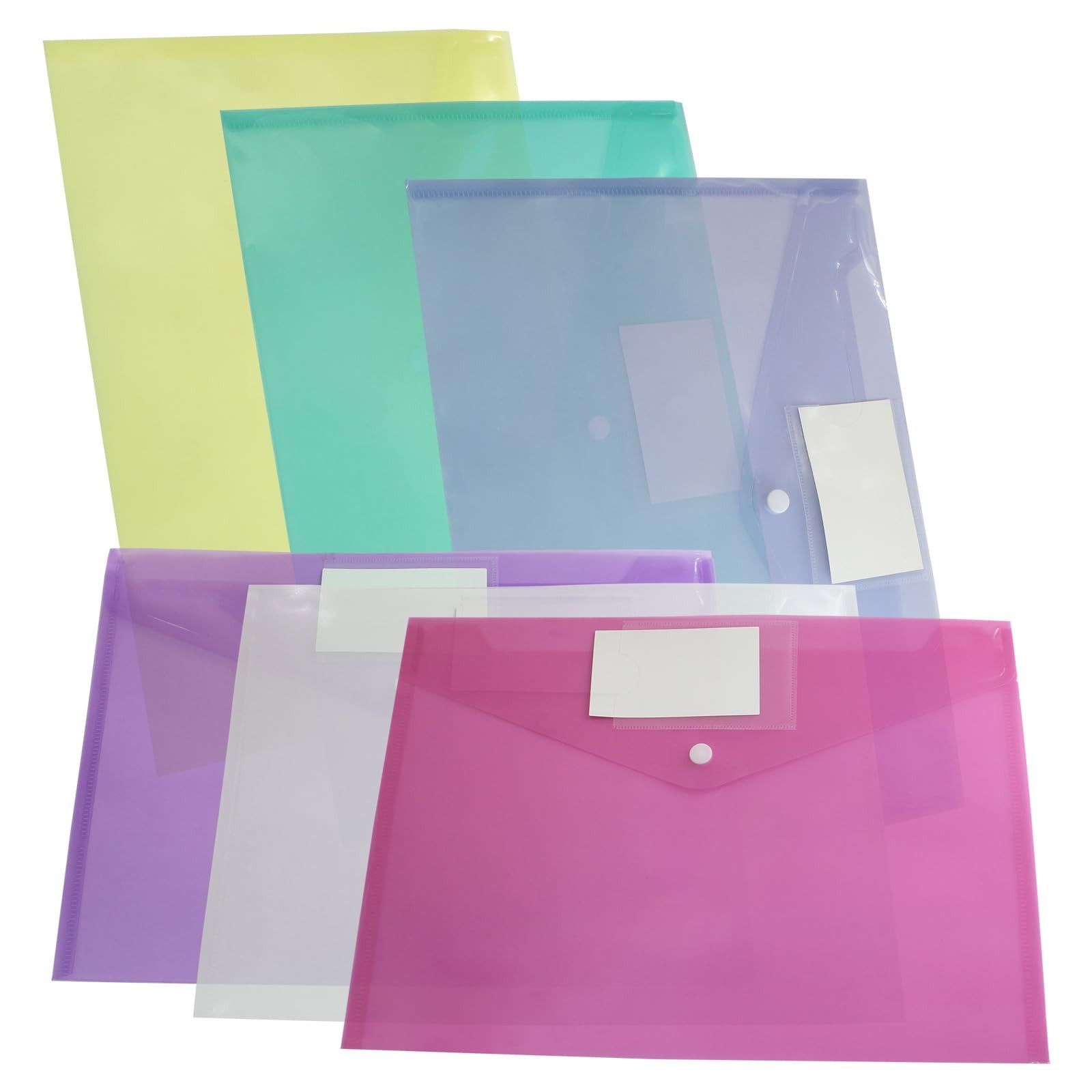 Verkelly 6 Pack Plastic Envelopes Poly Folder, 7 Different Colors