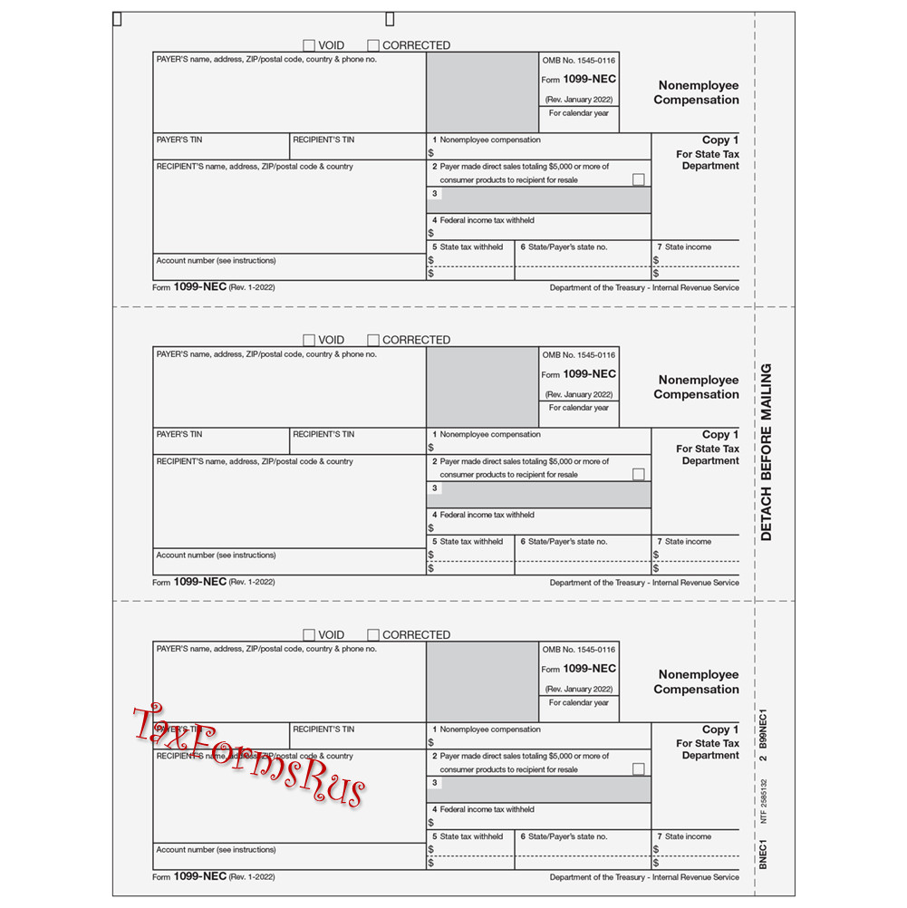 2023 IRS Tax Form 1099-NEC Laser 48 recipients+(6)1096 #NECS405 – 3UP 4pt NO Env